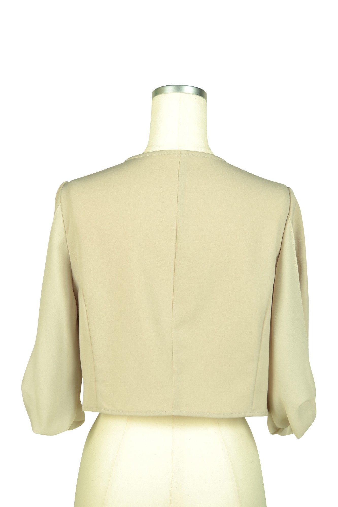 袖リボン5分袖ベージュジャケット