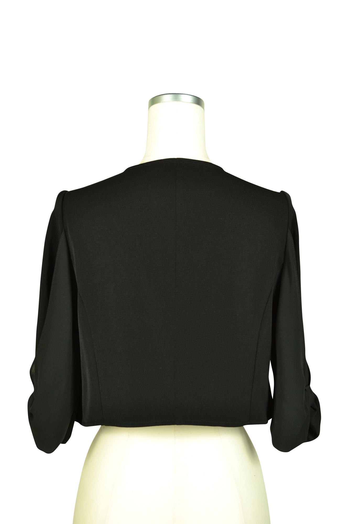 袖リボン5分袖ブラックジャケット