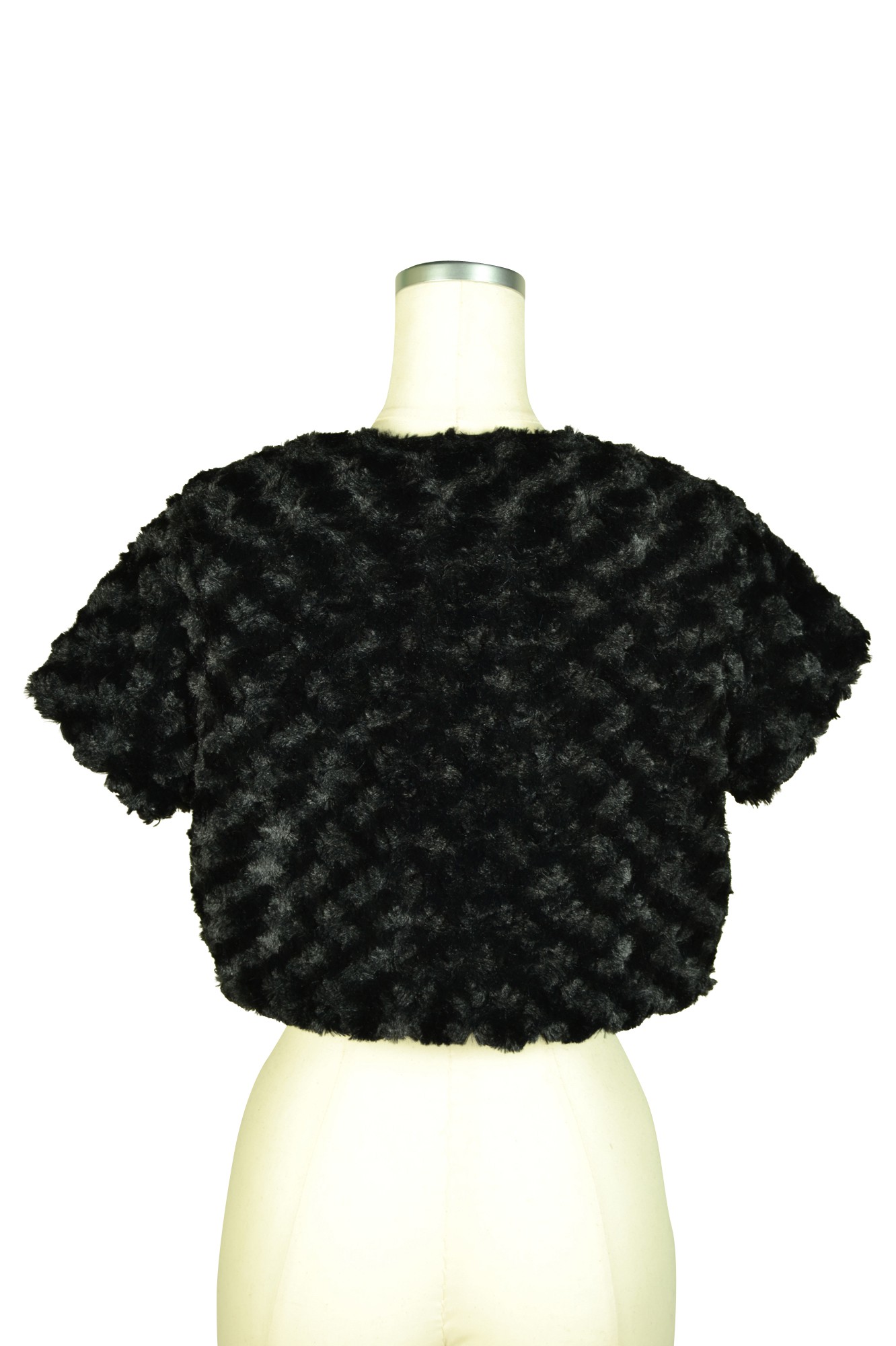 フェイクファーガーリーブラックボレロ