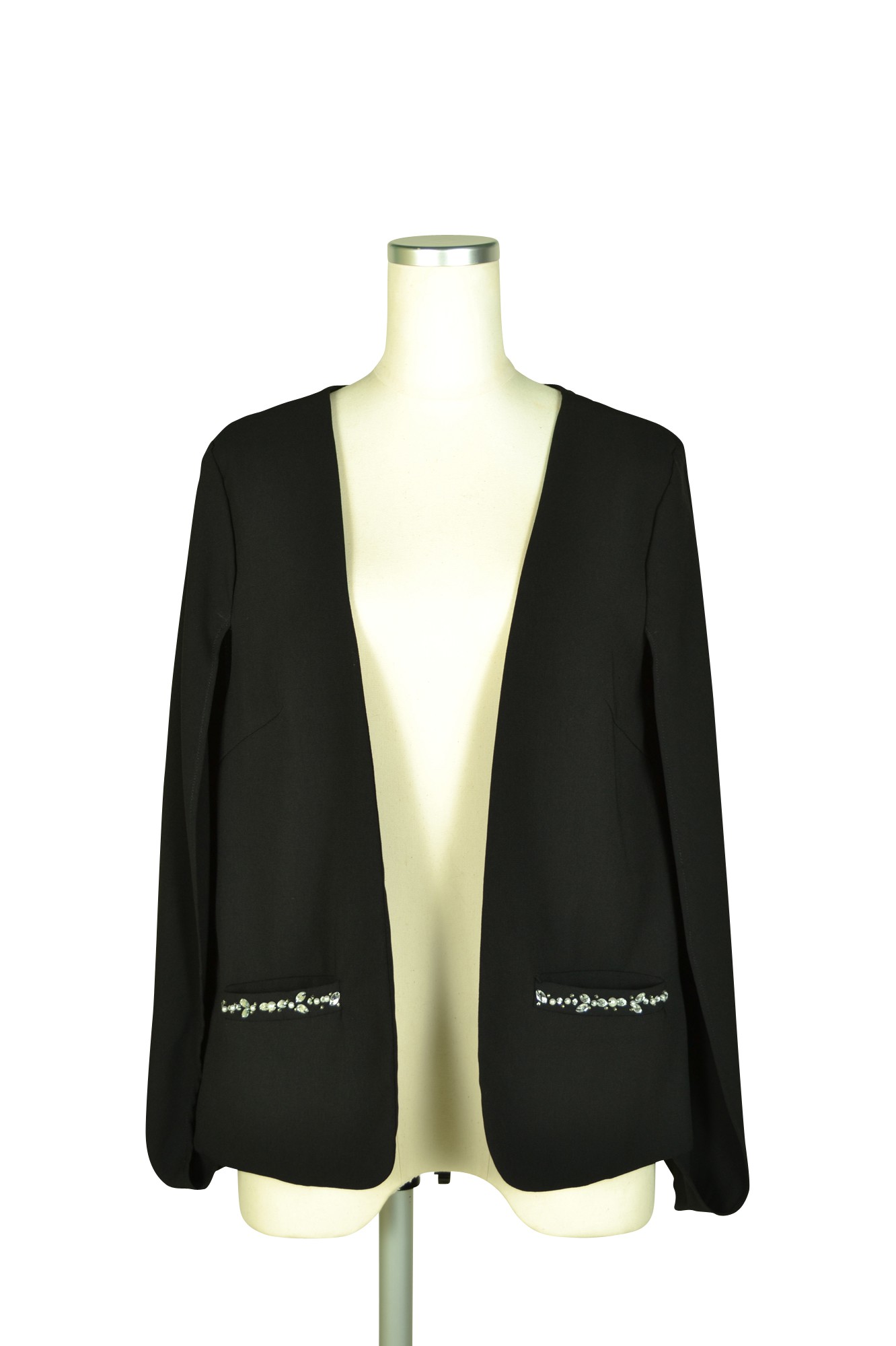 ケープ袖ブラックジャケット