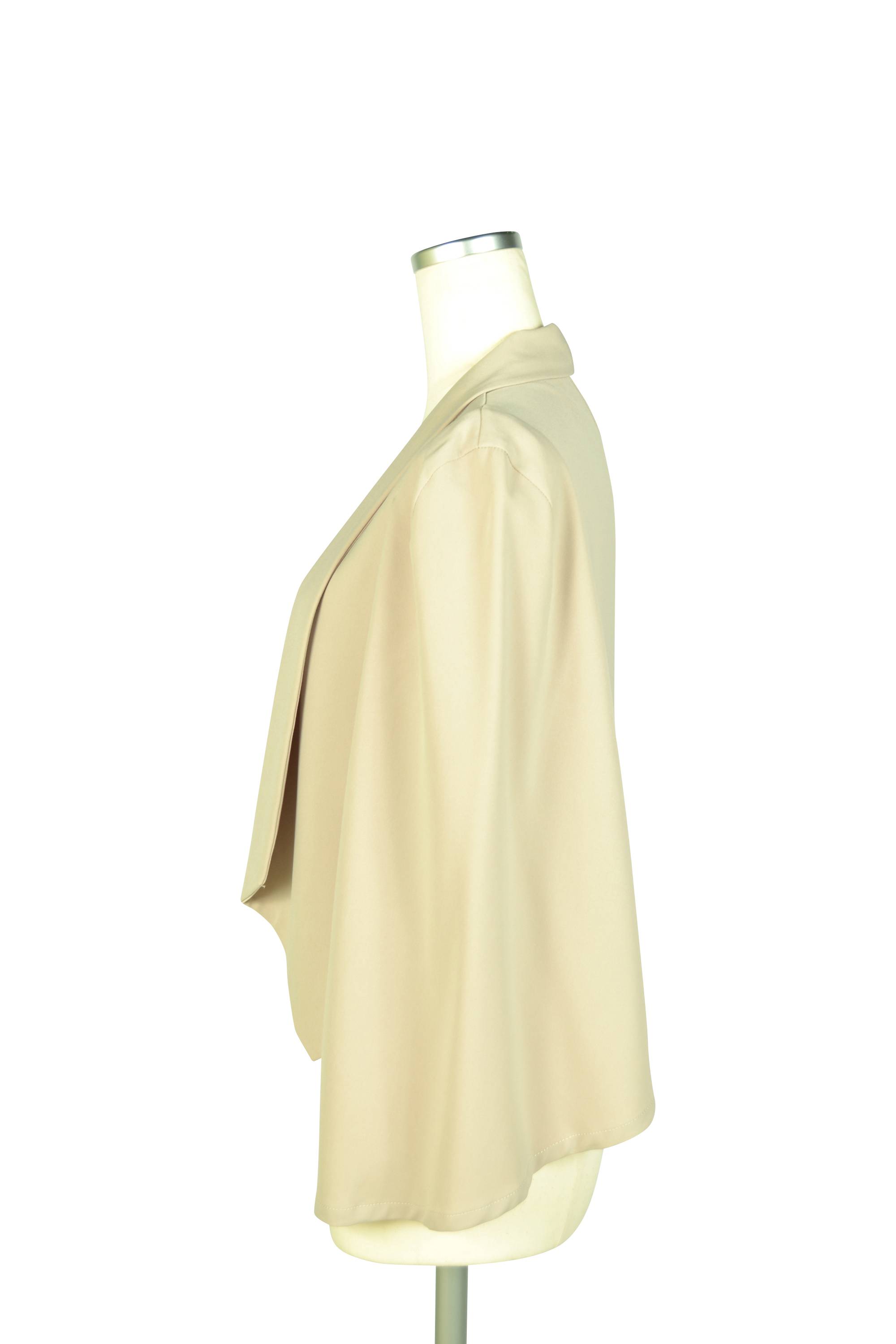 襟付きケープ袖ベージュジャケット