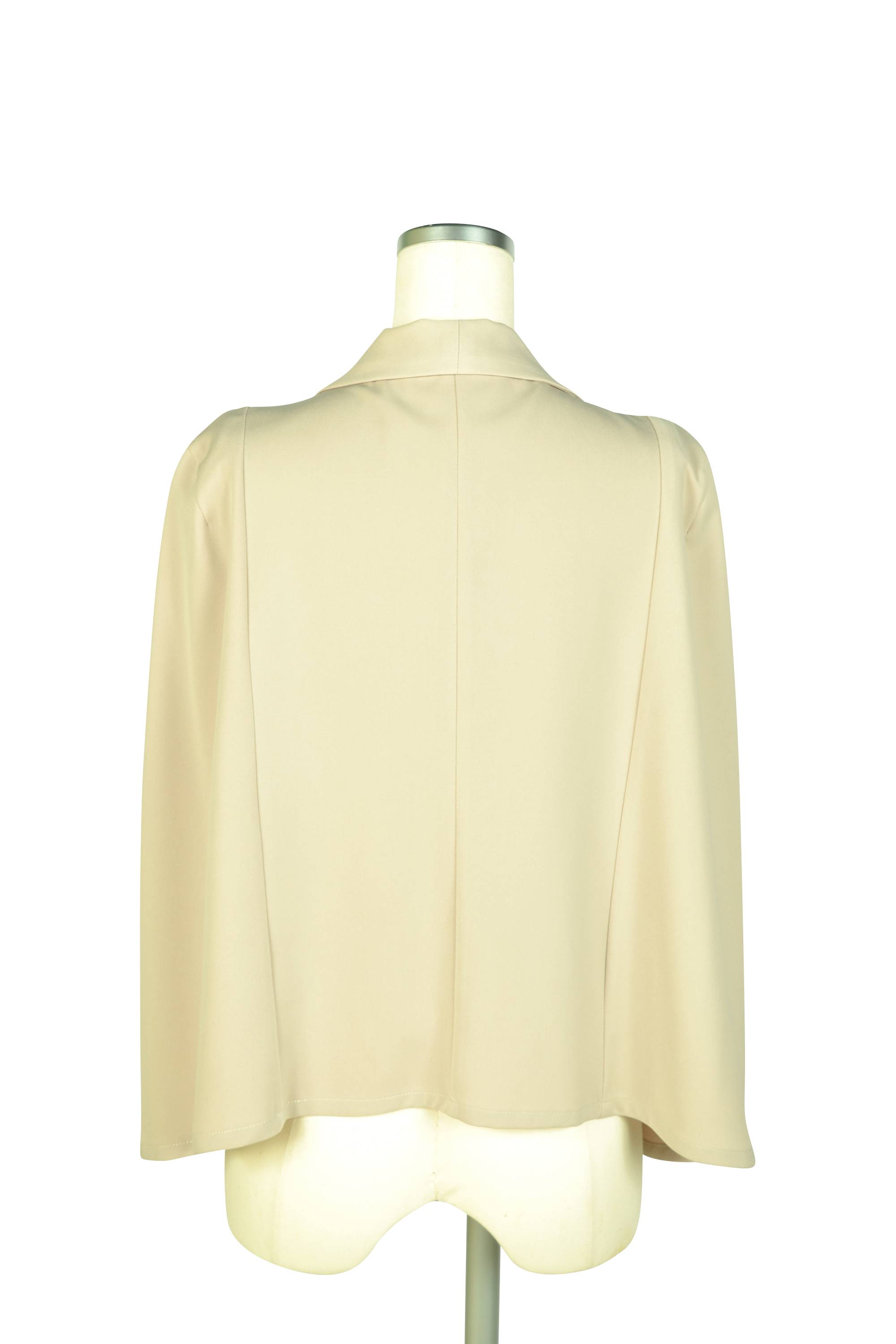 襟付きケープ袖ベージュジャケット