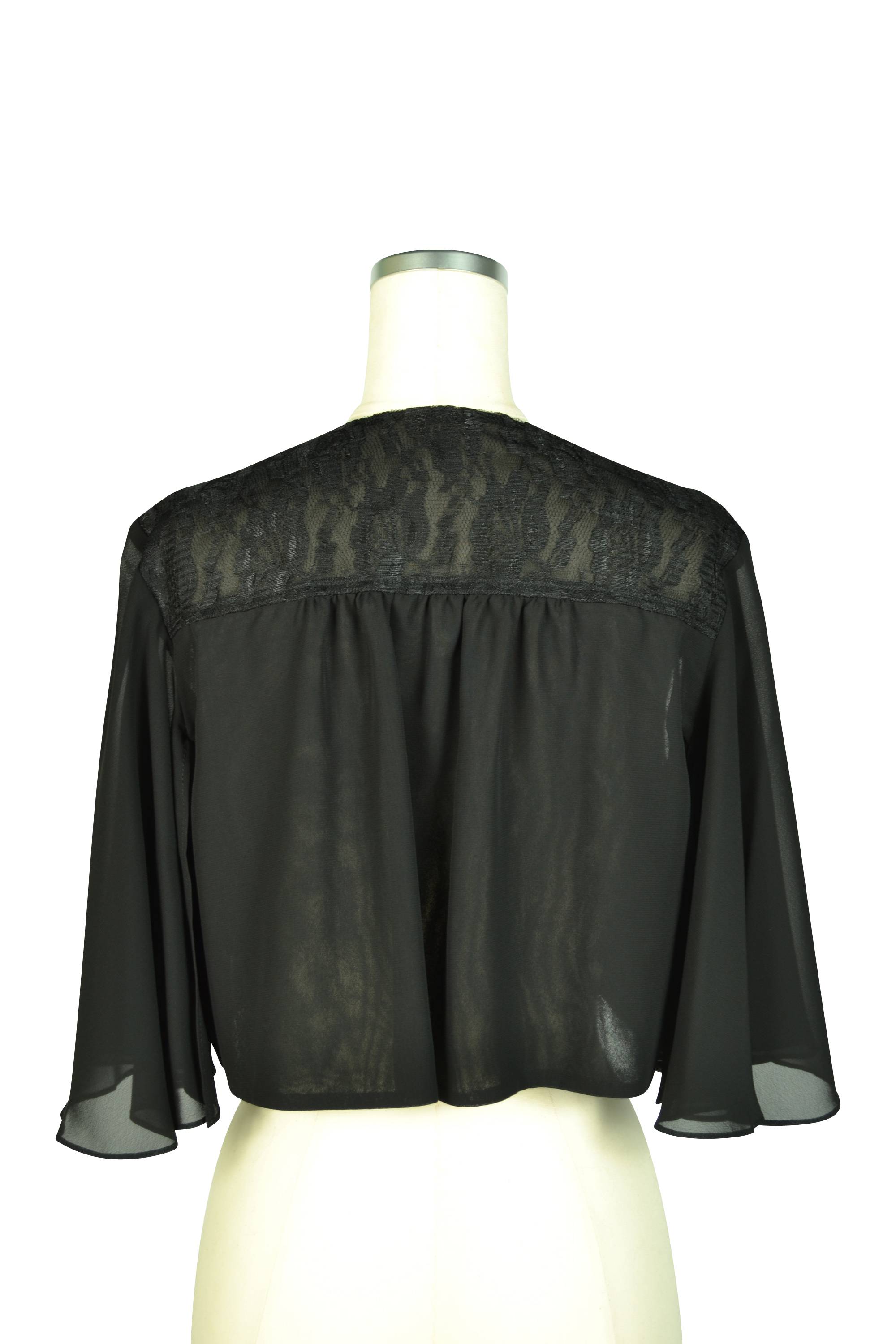 ケープ袖フレアレースブラックボレロ