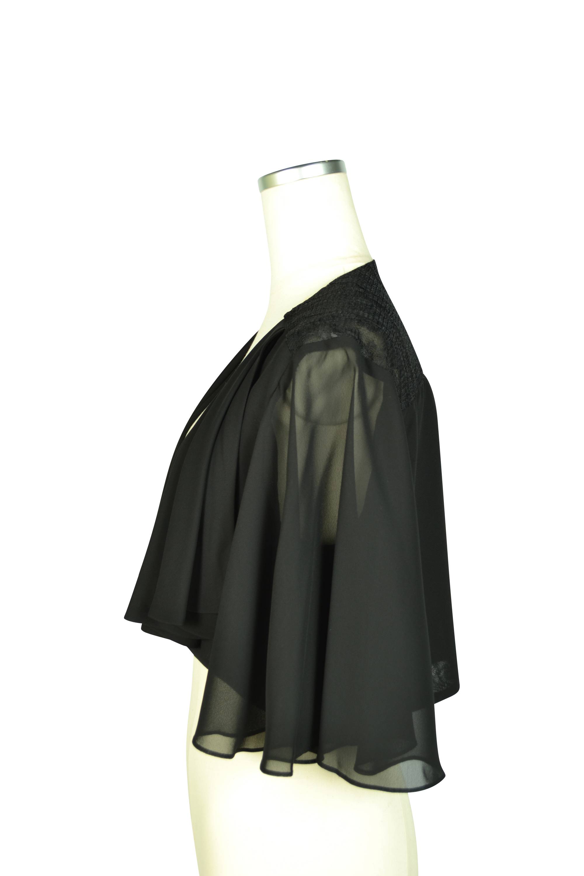 ケープ袖フレアレースブラックボレロ