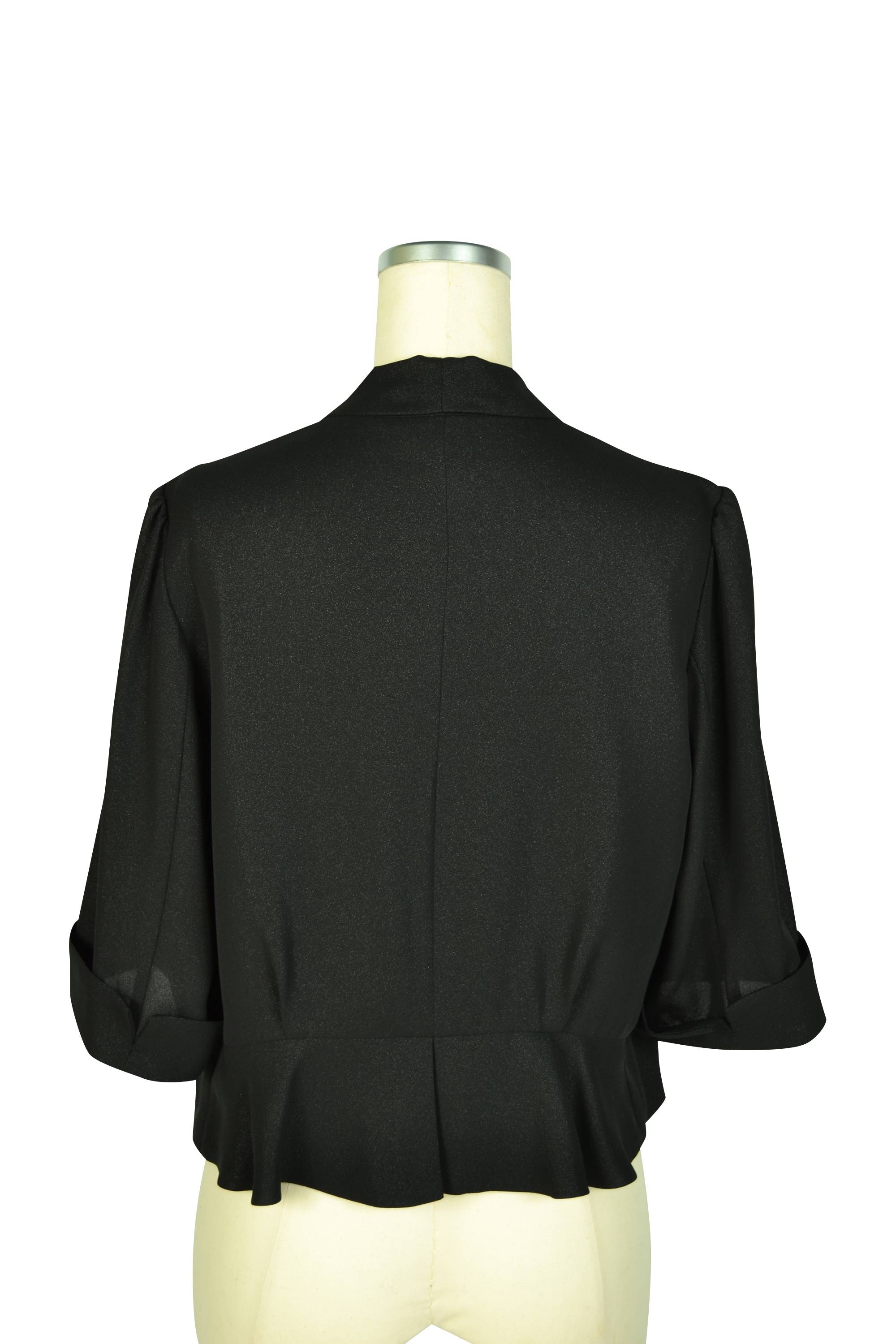 襟付き5分袖ブラックボレロ