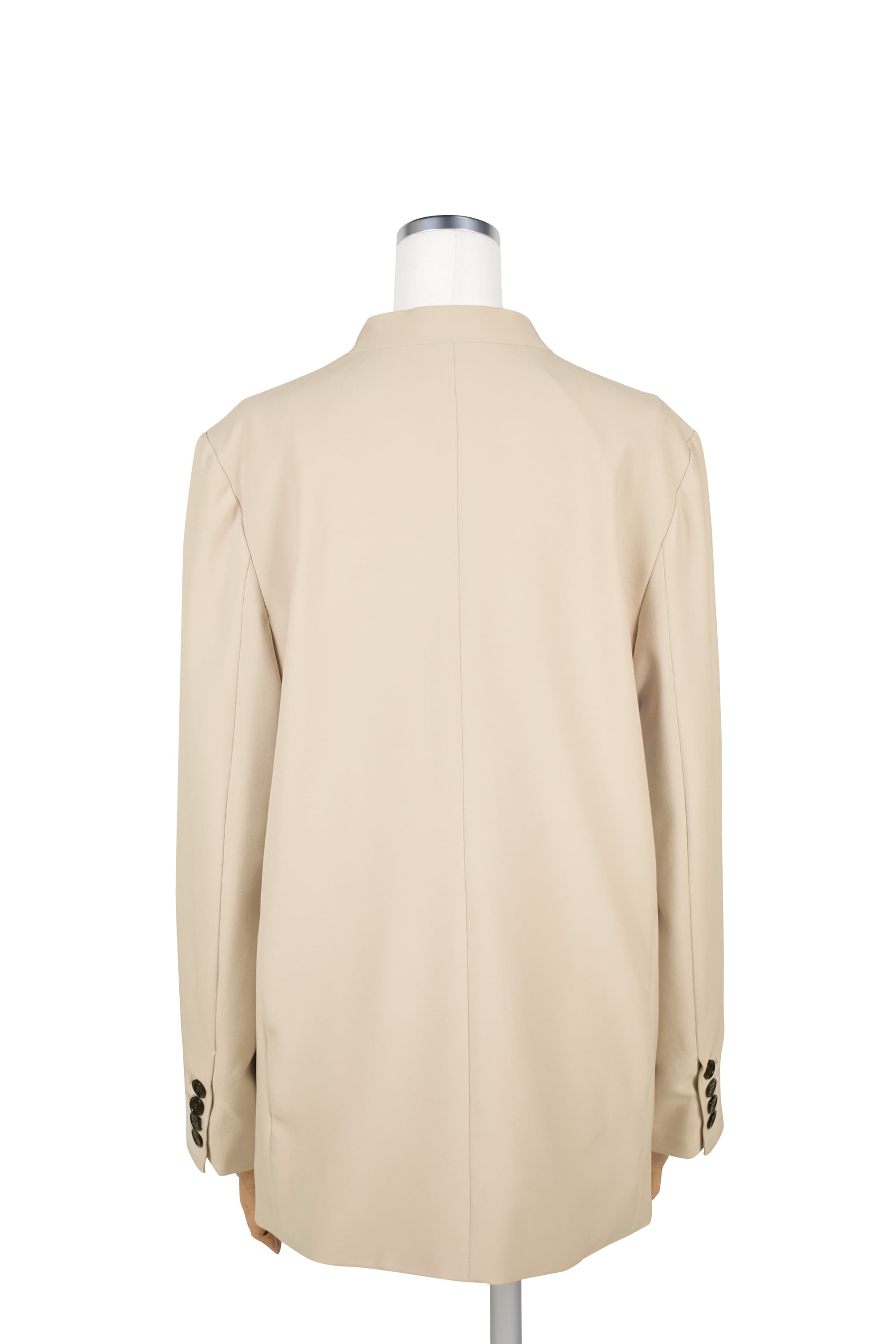 ノーカラーダブルベージュジャケット