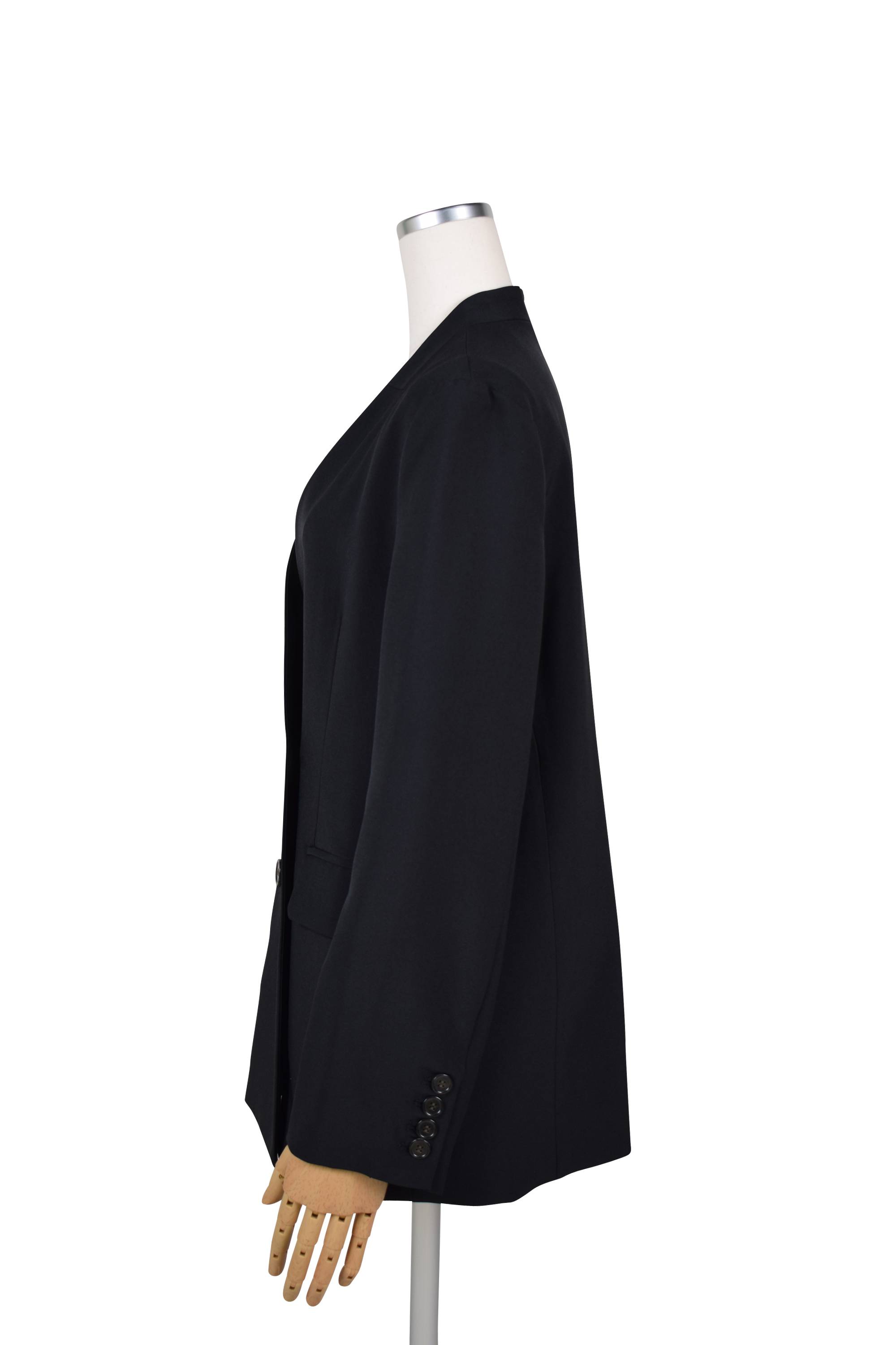 ノーカラーダブルブラックジャケット