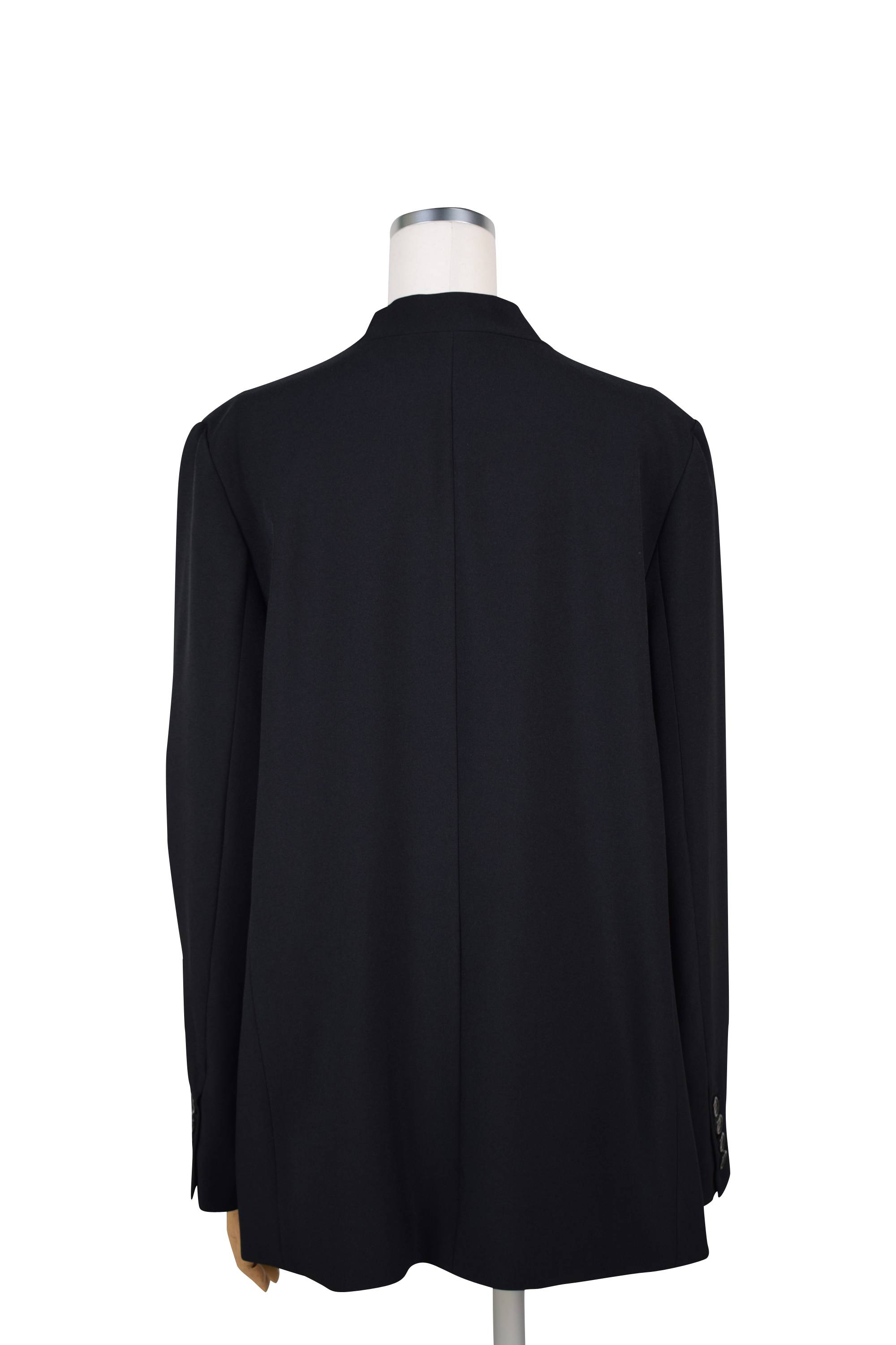 ノーカラーダブルブラックジャケット