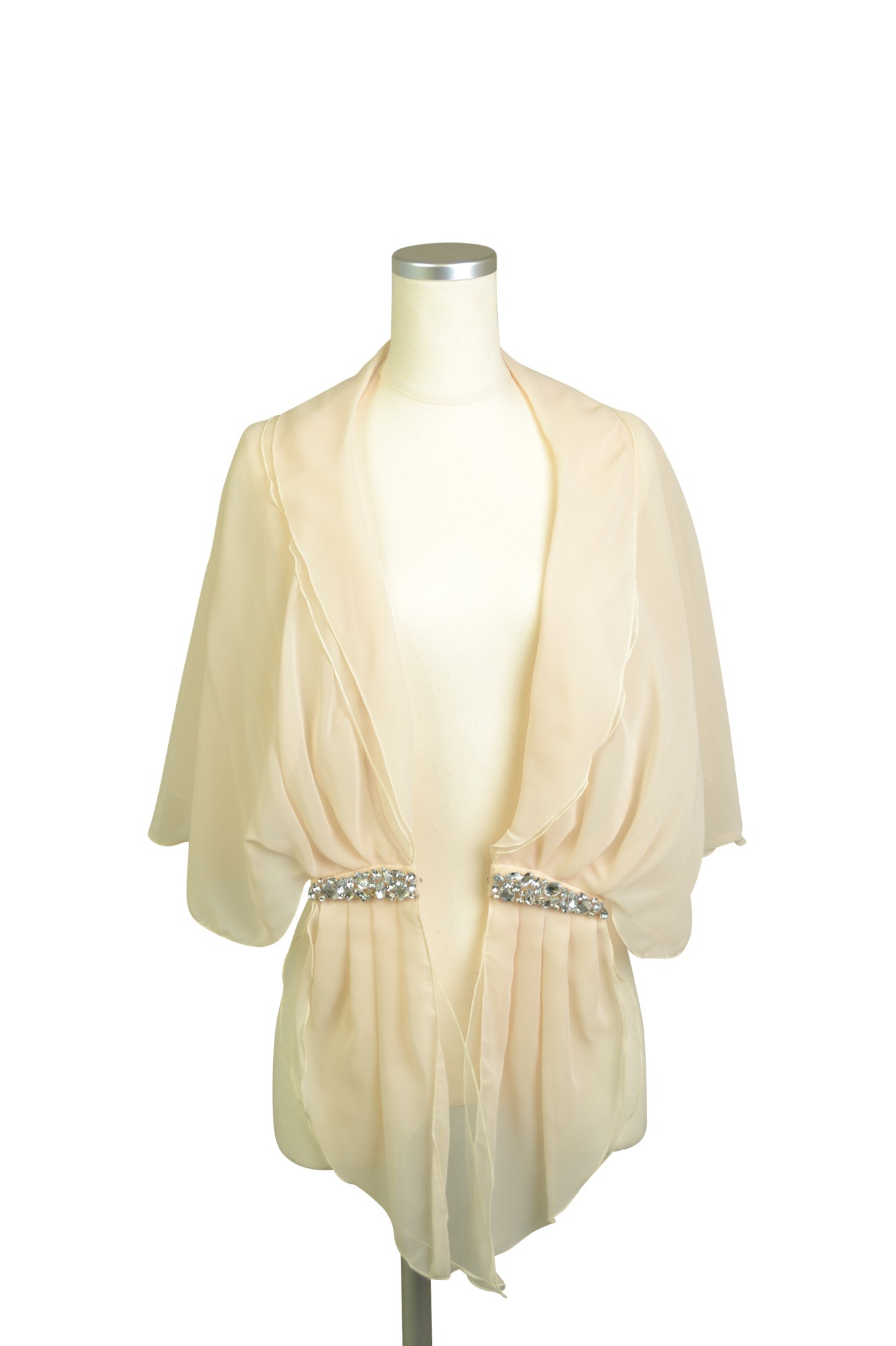 クリスタル留め具付きアイボリーショール