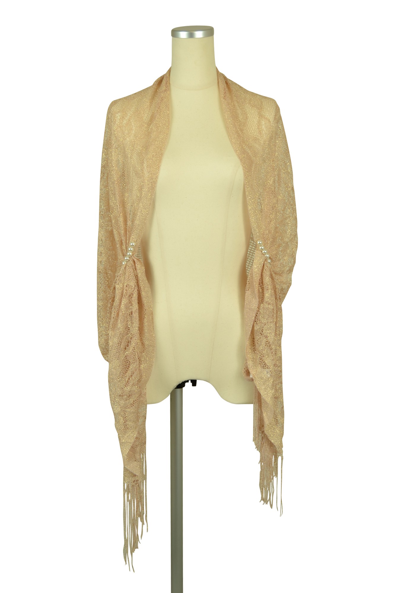 パール留め具付きピンクショール