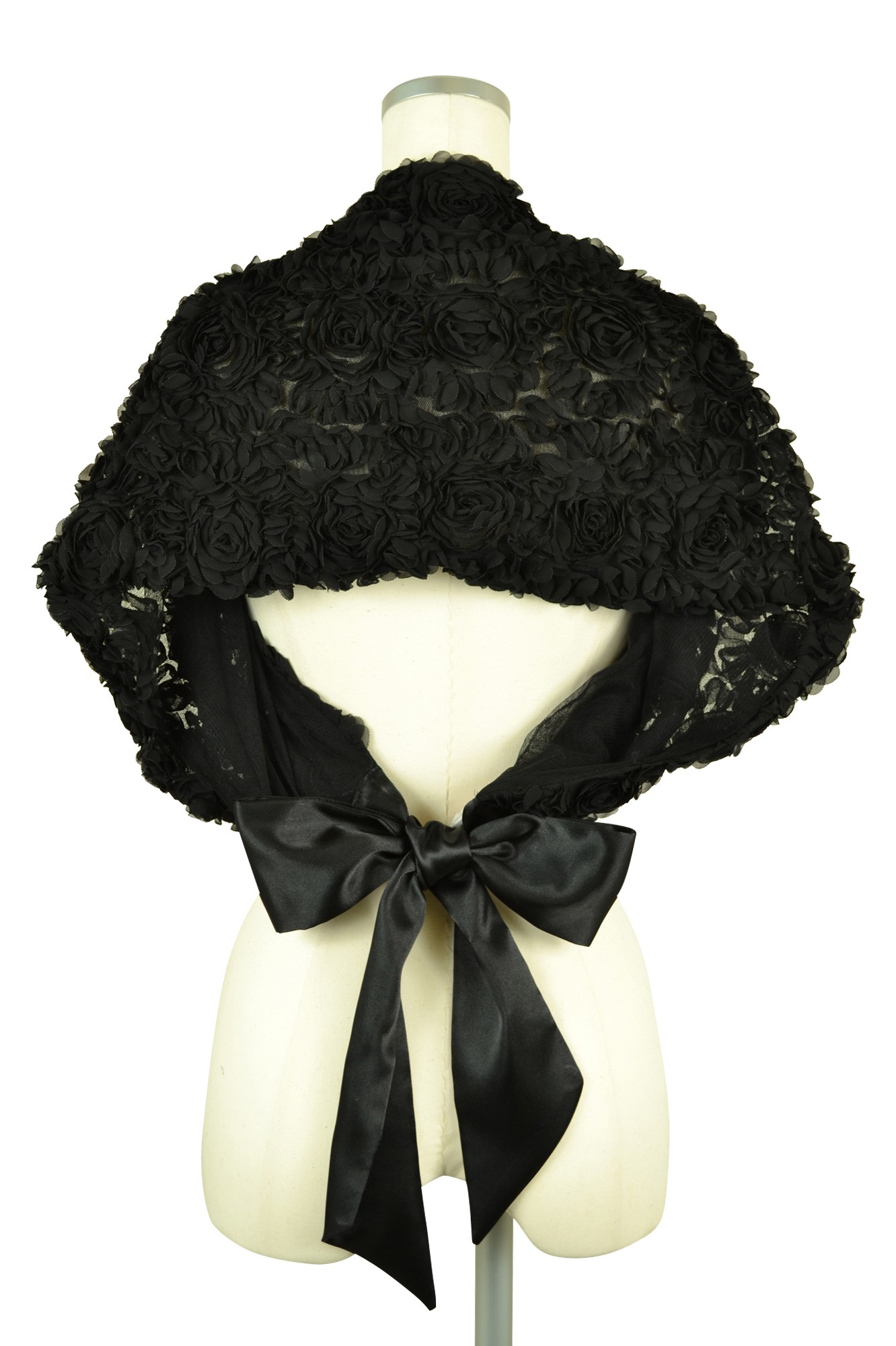 フラワーモチーフブラックショール