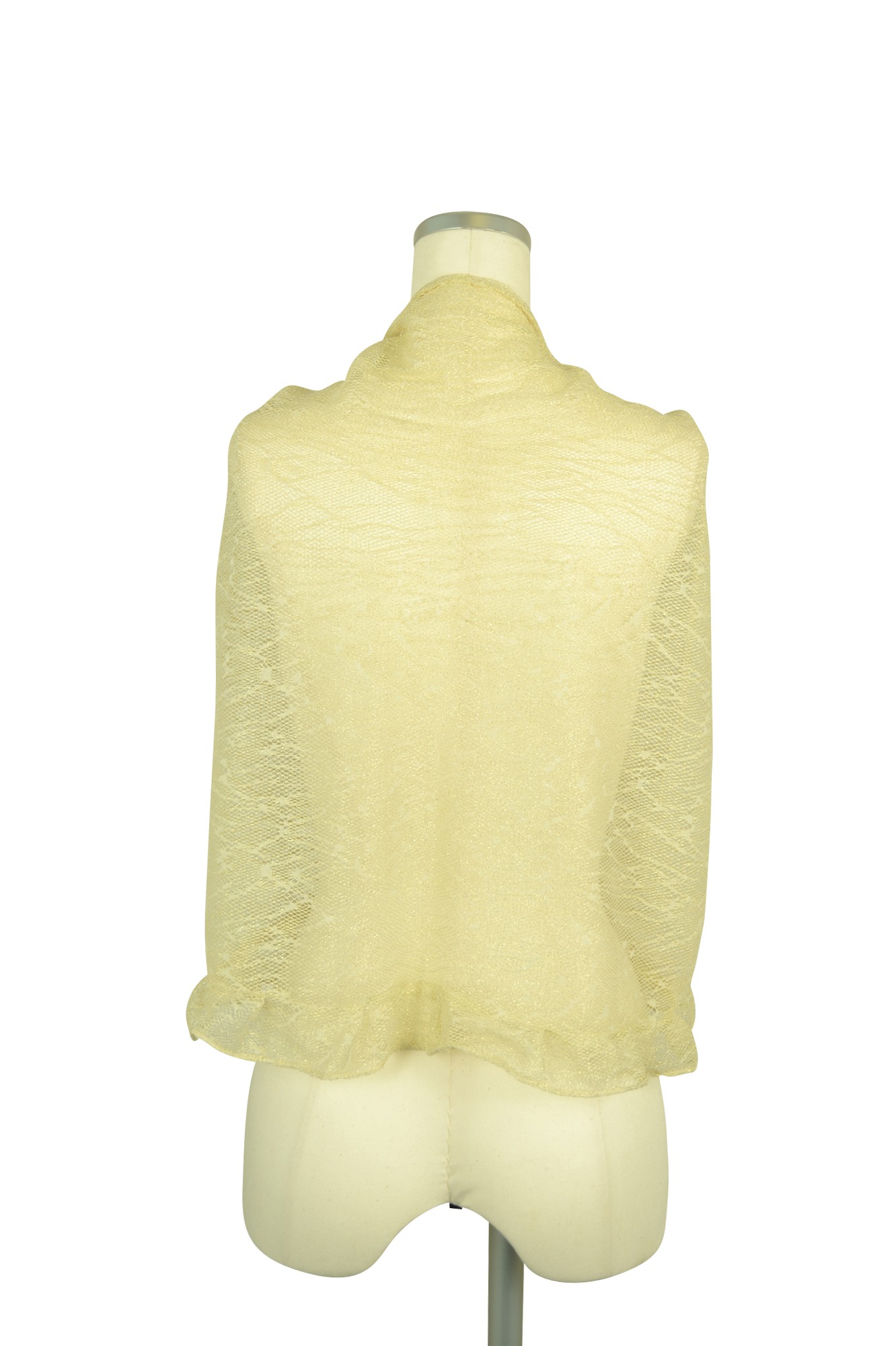 パール留め具付きストレッチゴールドショール