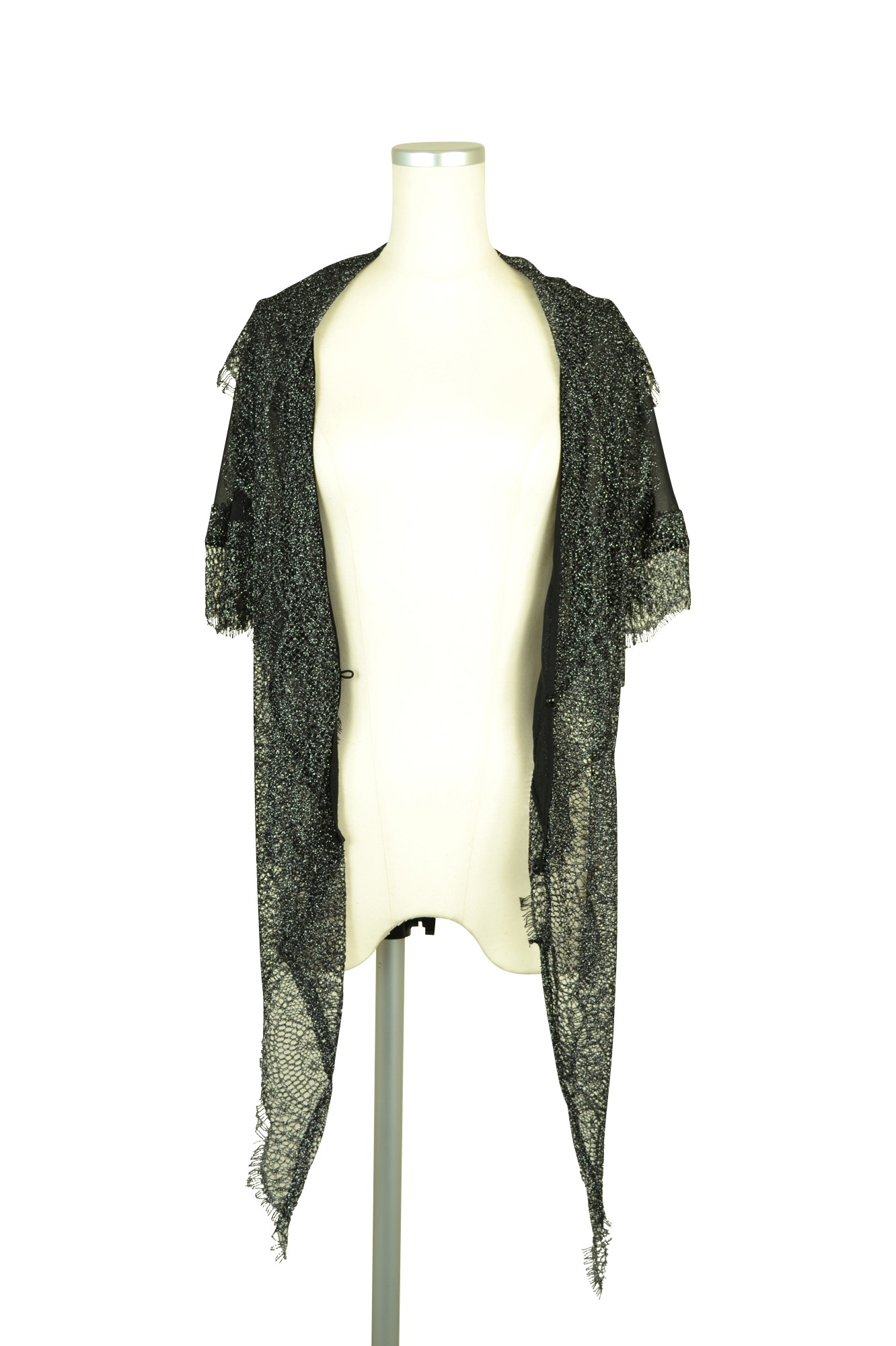 前留めレースブラックショール