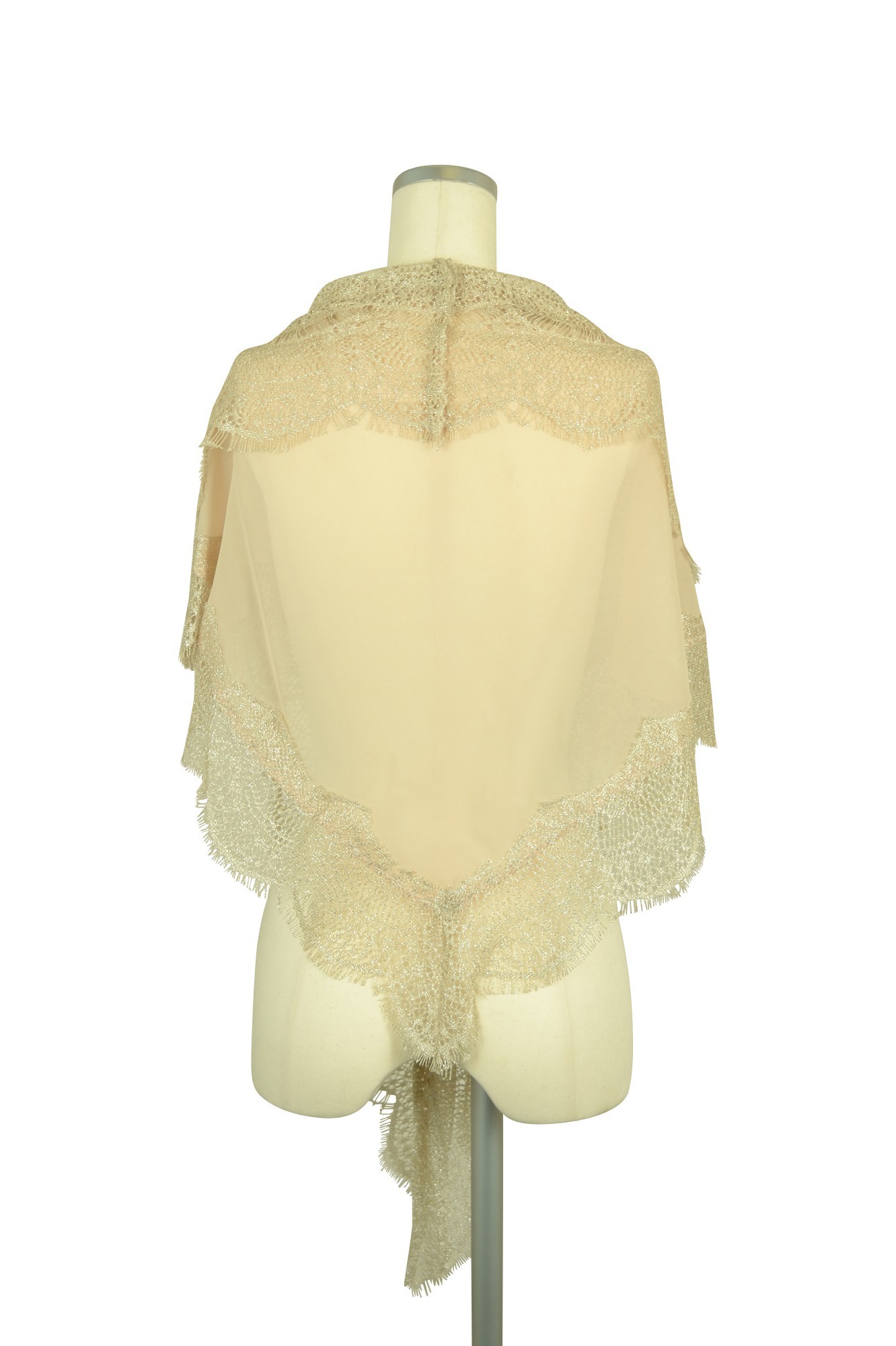 前留めレースゴールドショール