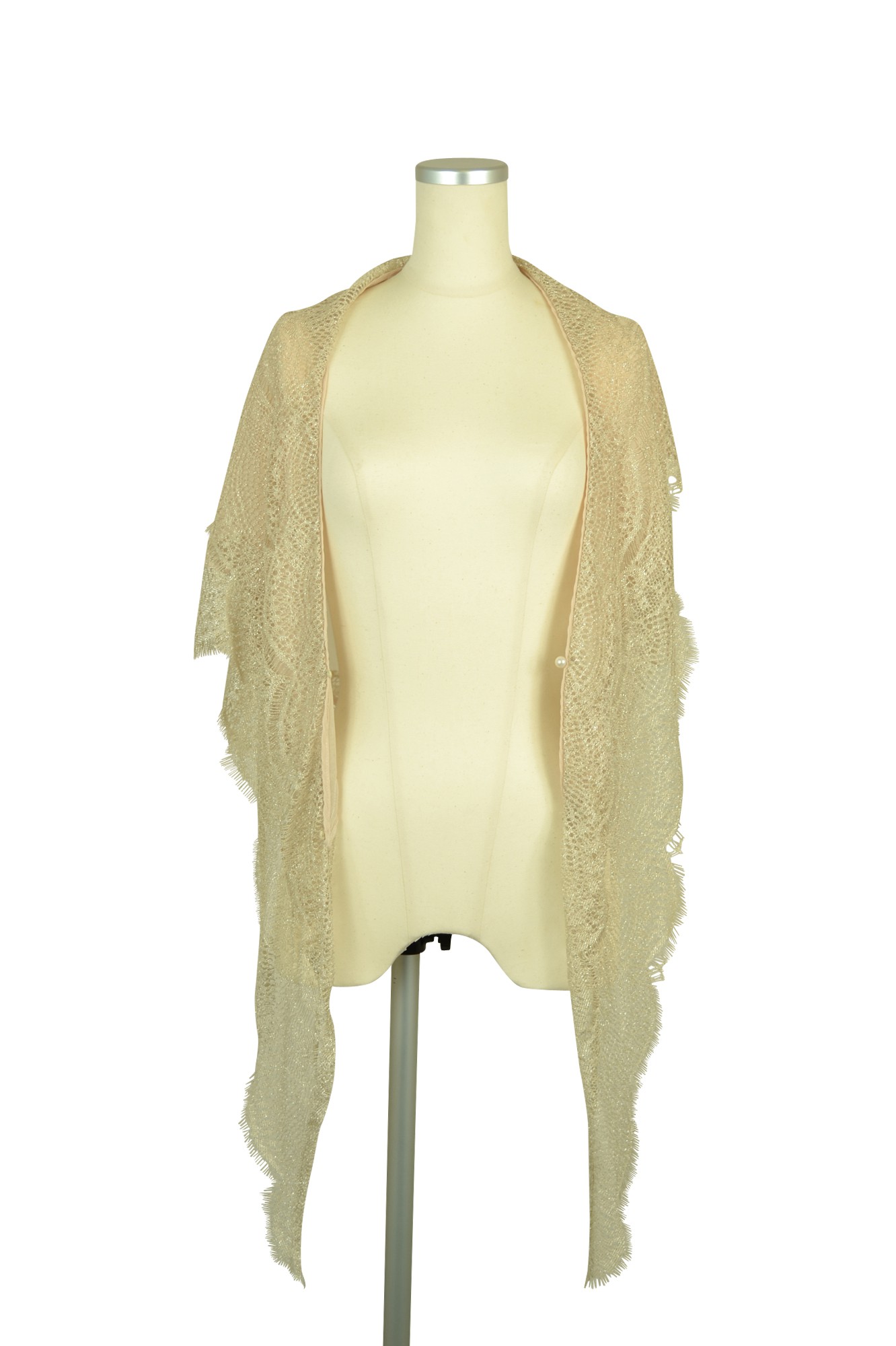 前留めレースゴールドショール