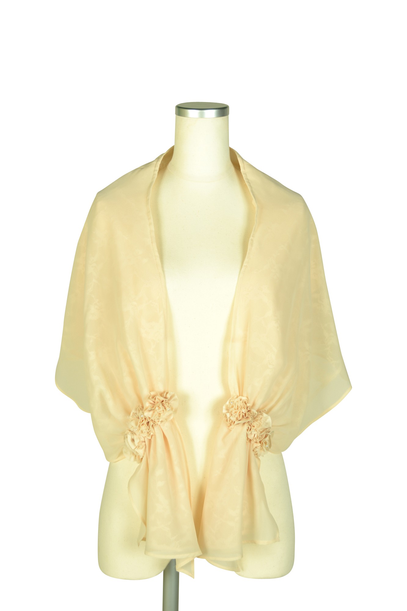 ボレロスタイルフラワーベージュショール