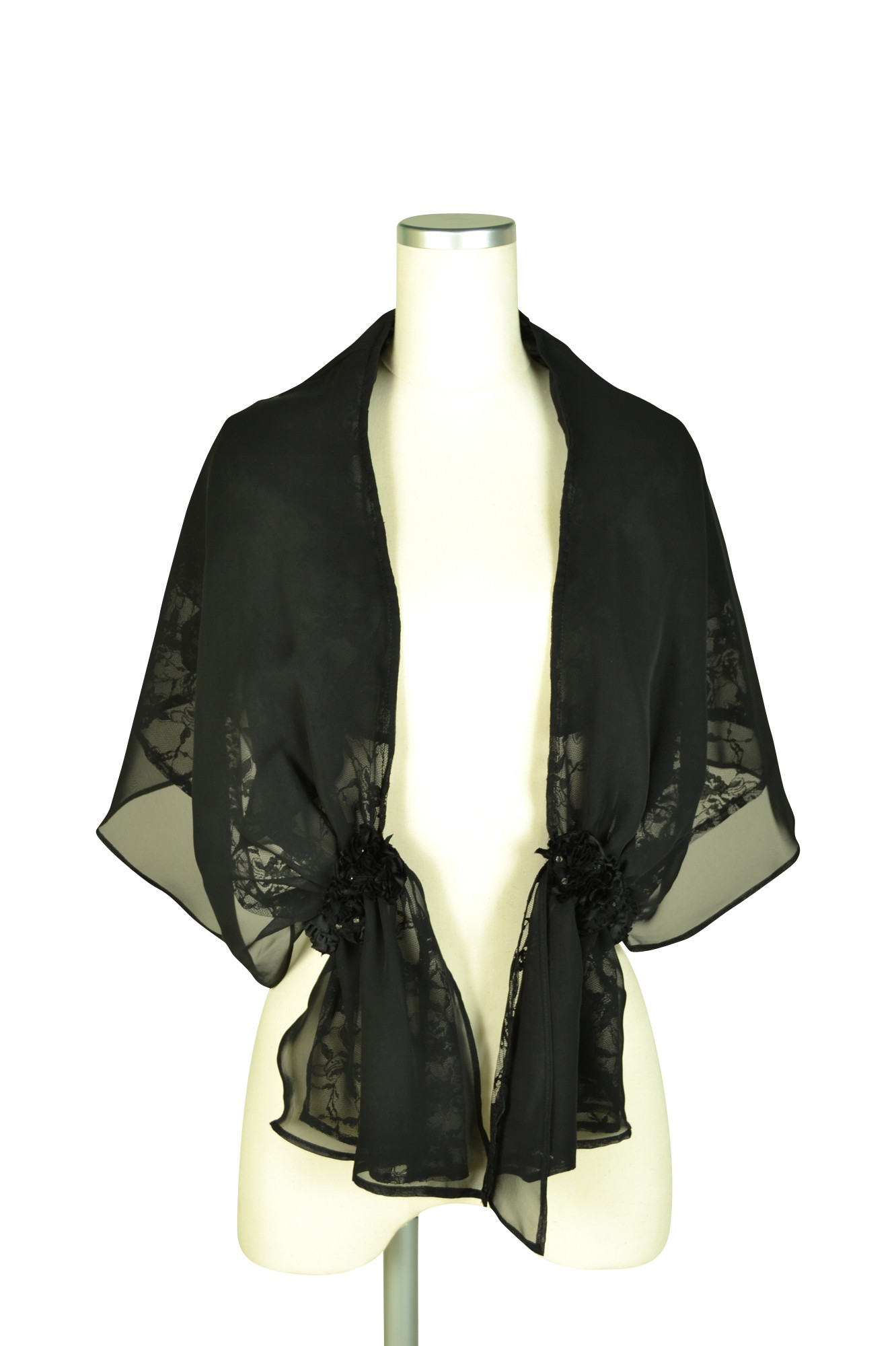 ボレロスタイルフラワーブラックショール