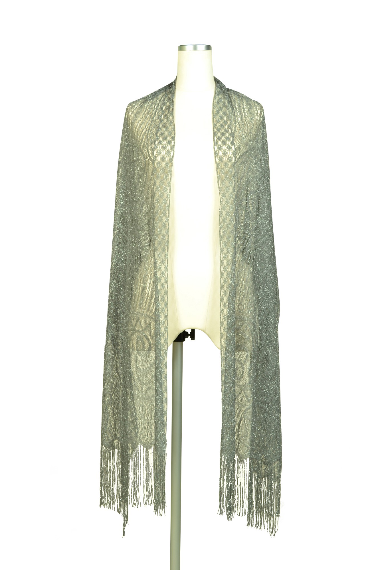 ペイズリーラメグレーショール