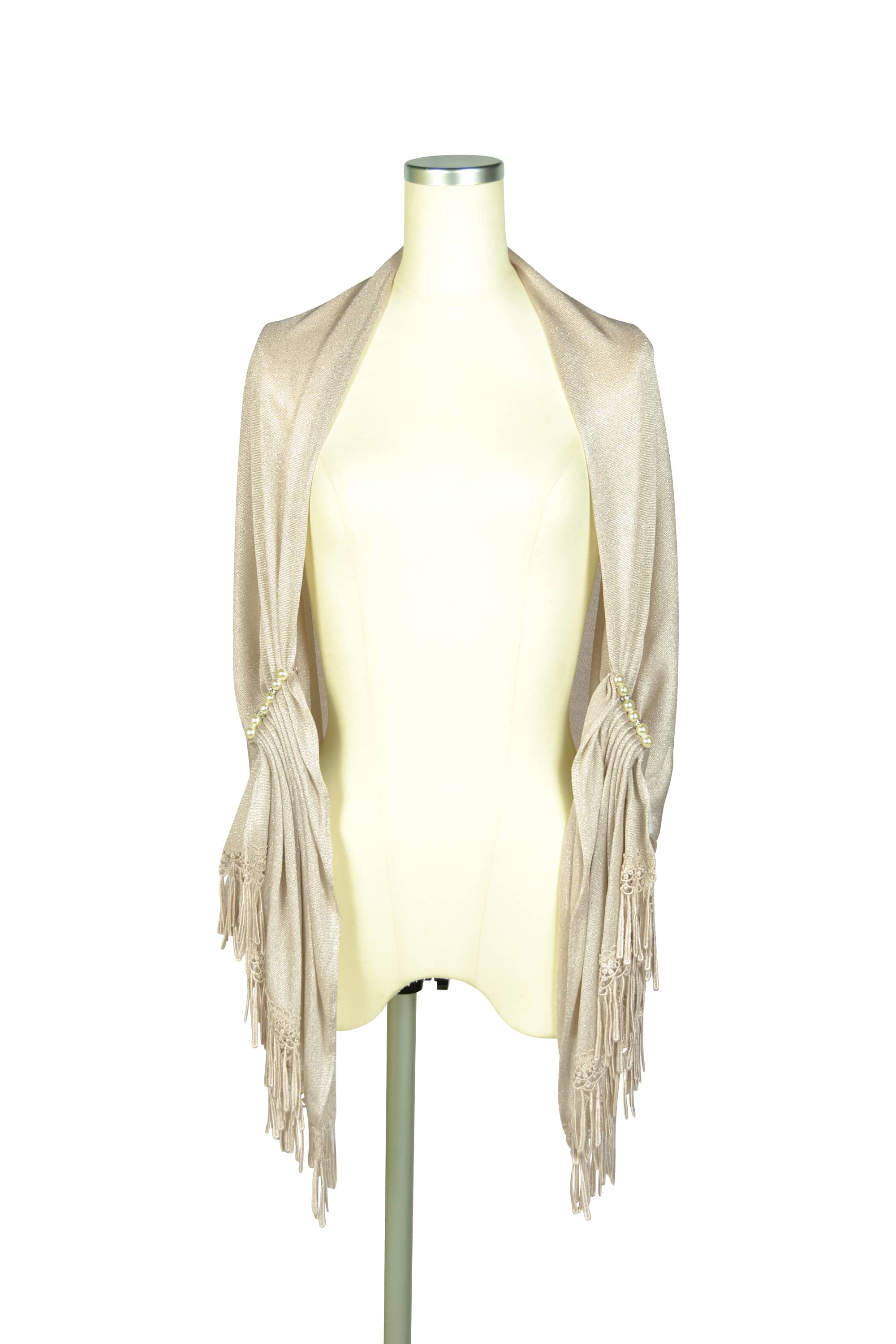 パール留め具ラメシャンパンショール