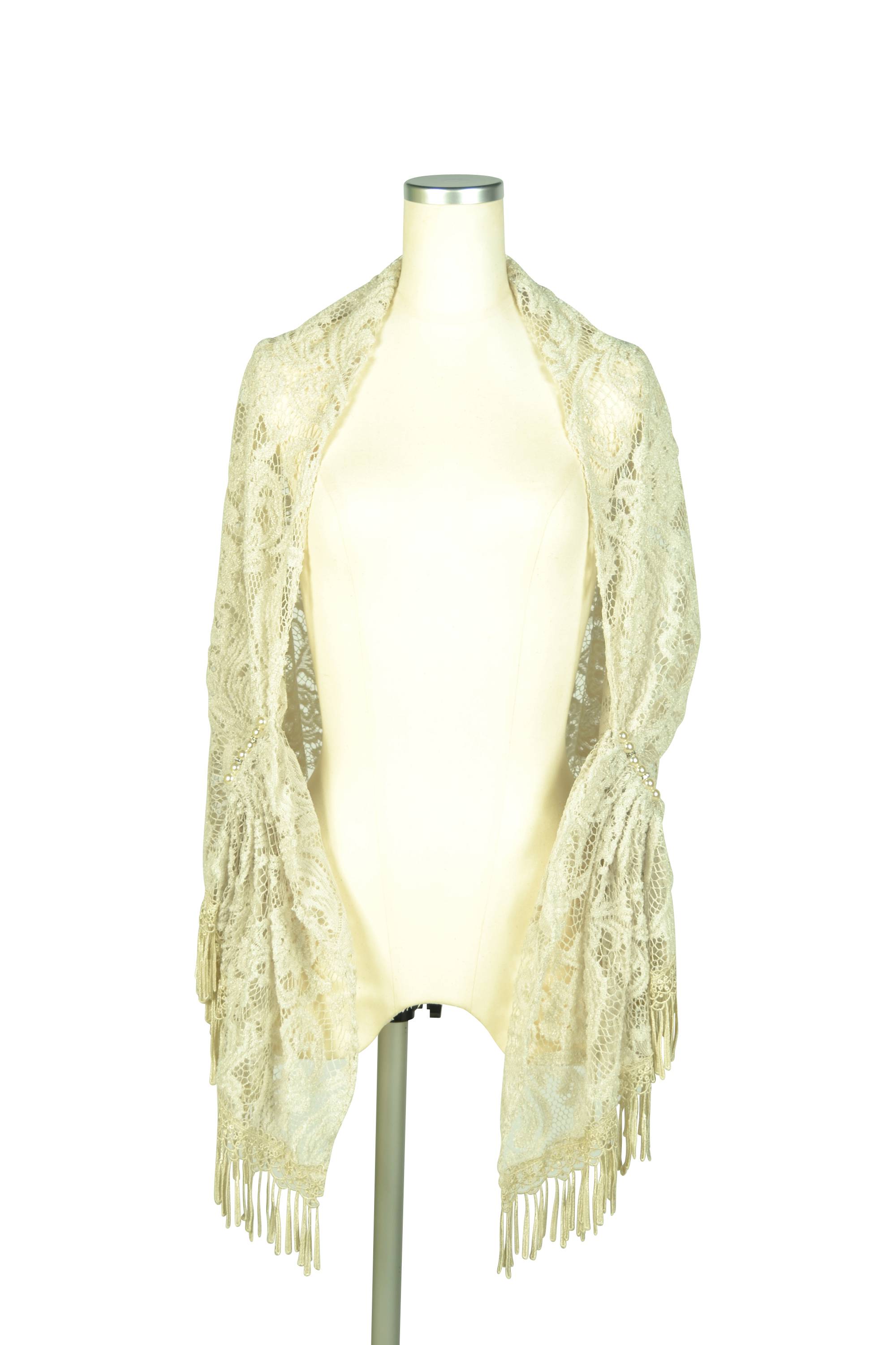 立体フラワーレースアイボリーショール