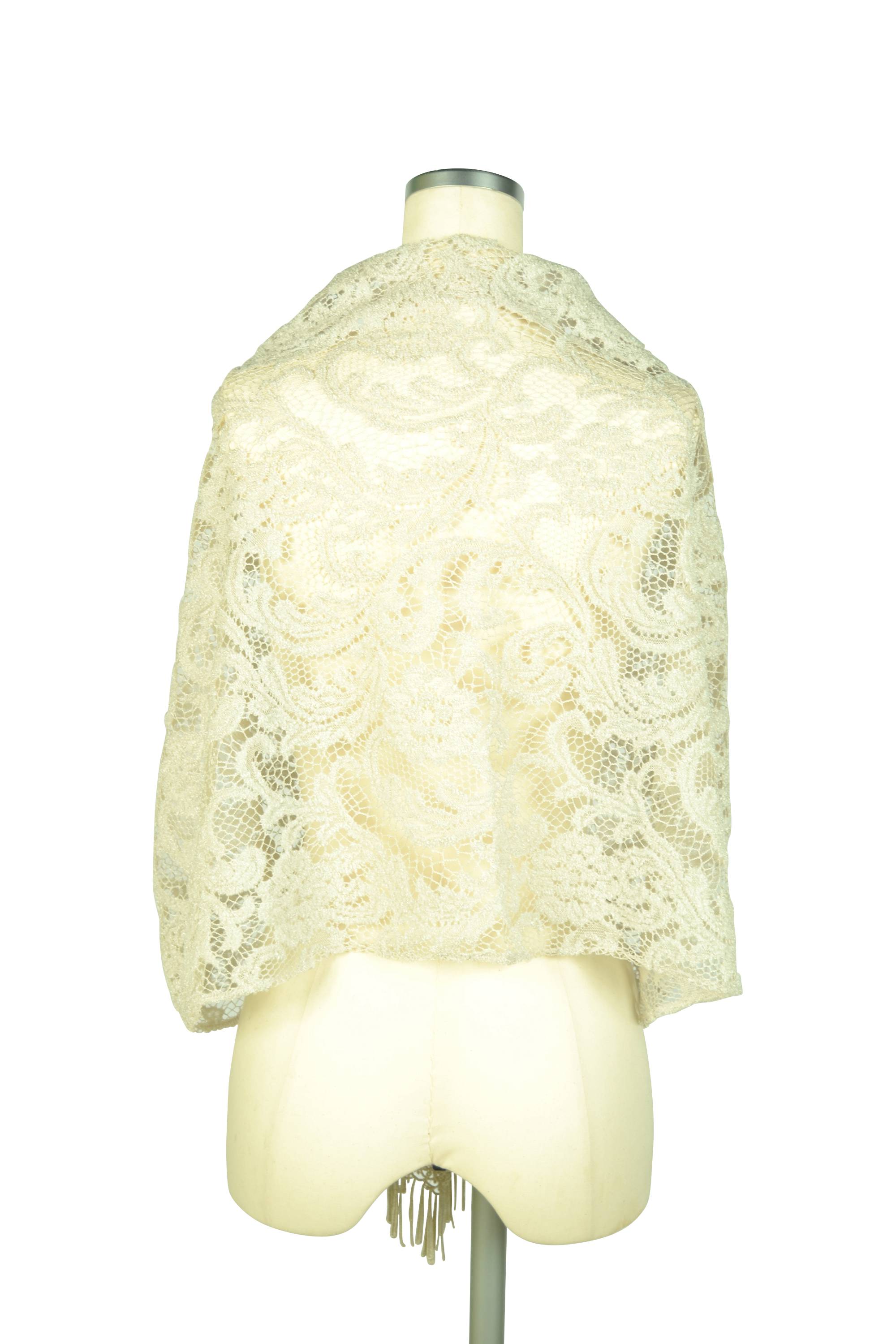 立体フラワーレースアイボリーショール