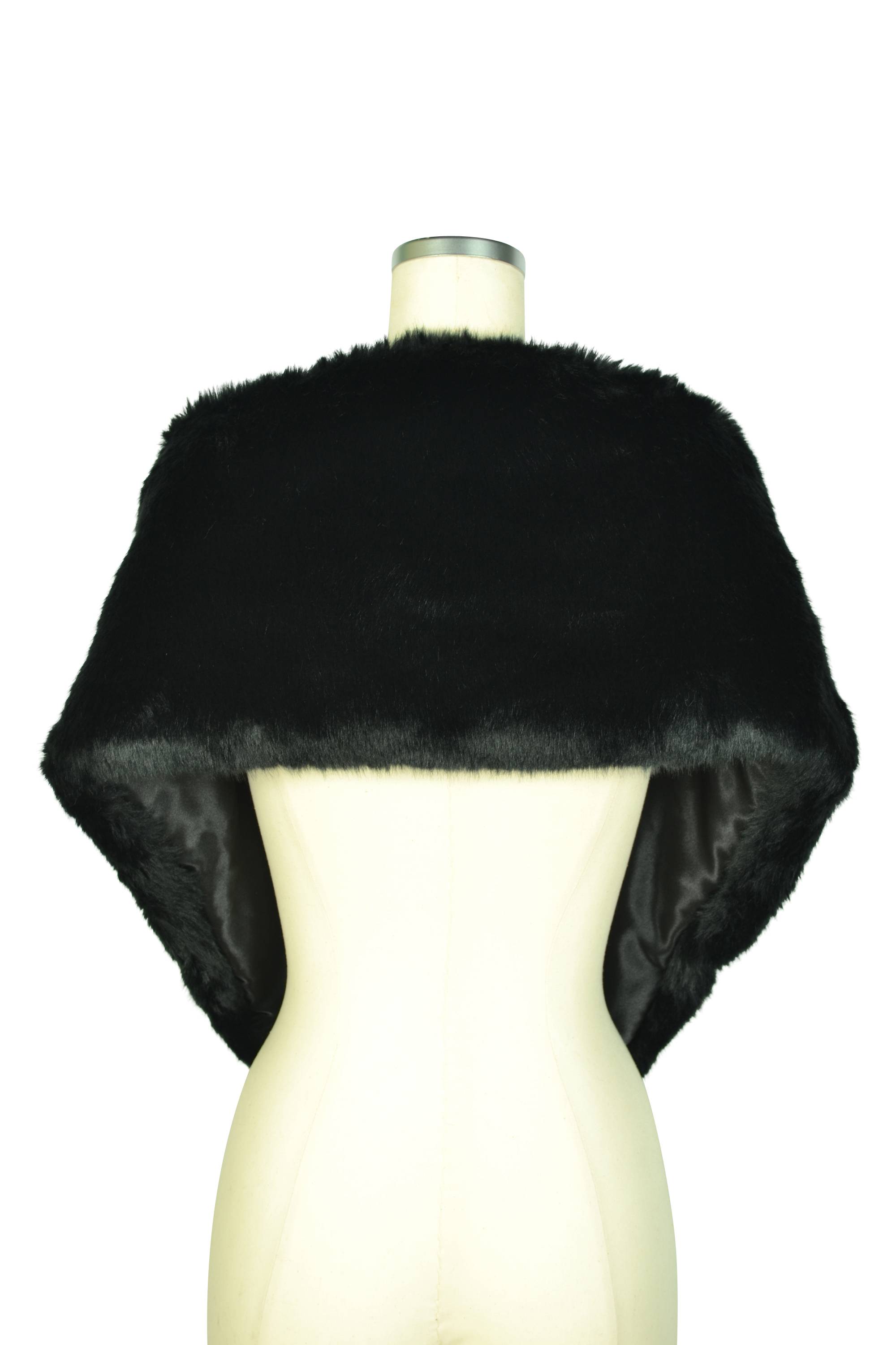 クリスタル留め具ブラックファーショール