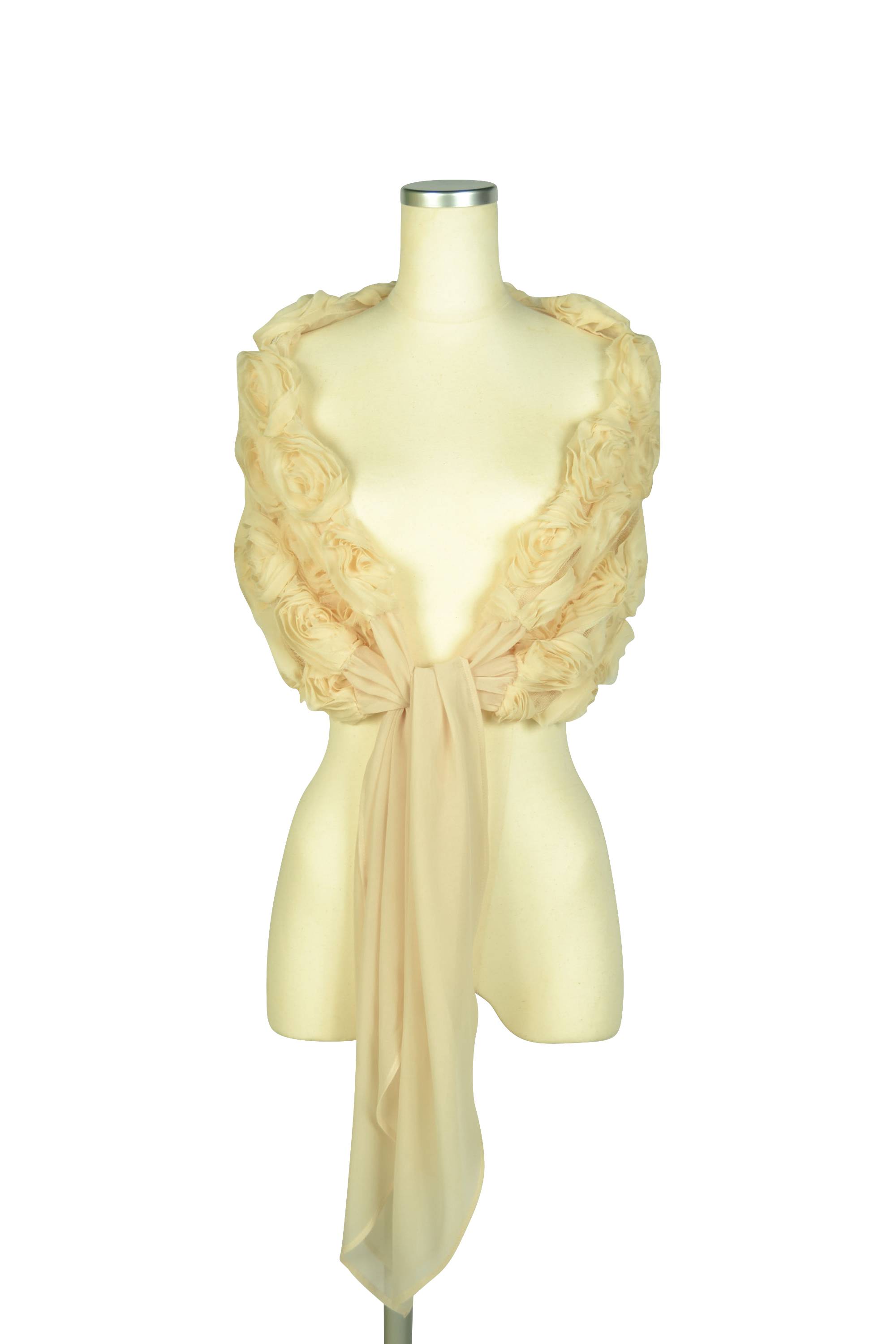 立体フラワーモチーフアイボリーショール