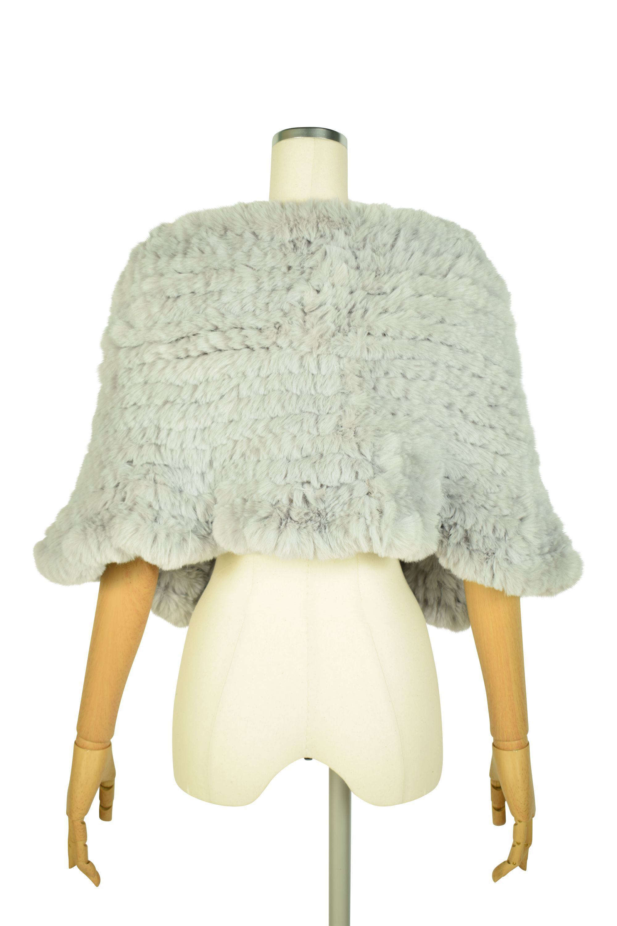 留め具付きエコファーグレーショール