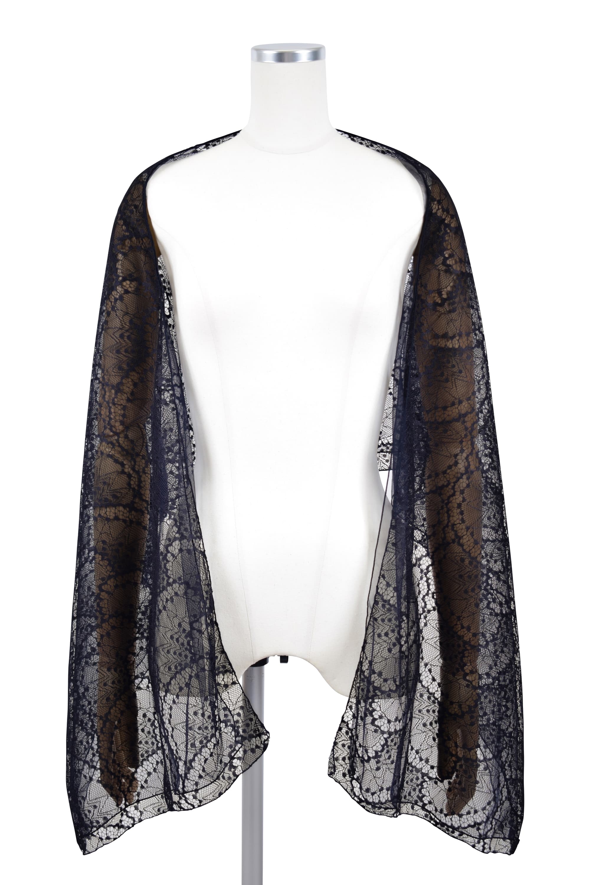 レイヤード扇柄ネイビーショール