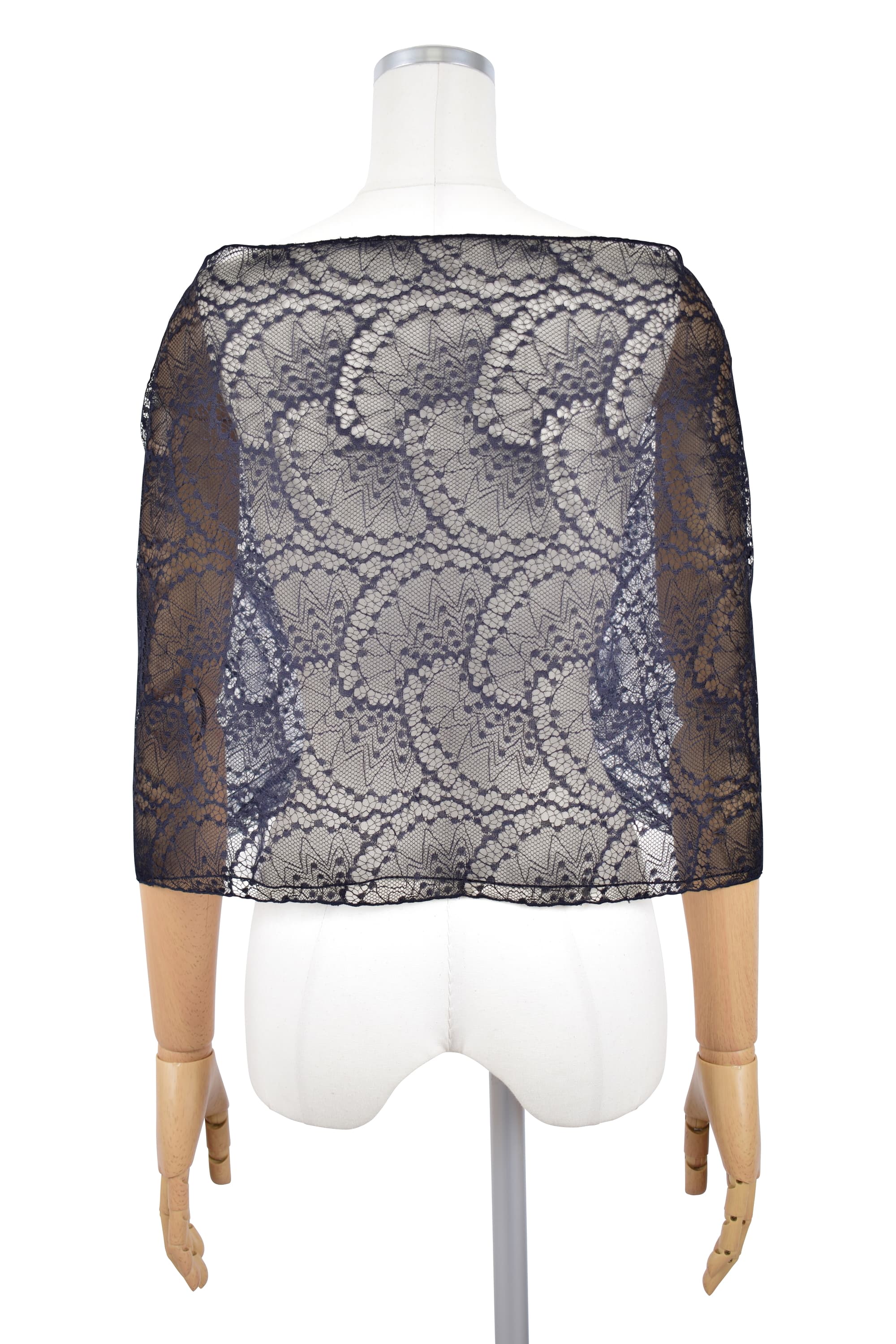 レイヤード扇柄ネイビーショール