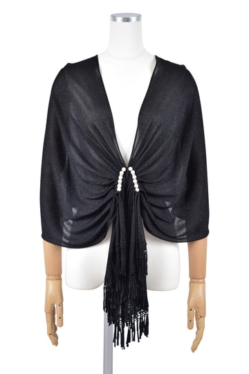 シアーラメ&times;パール留め具ブラックショール