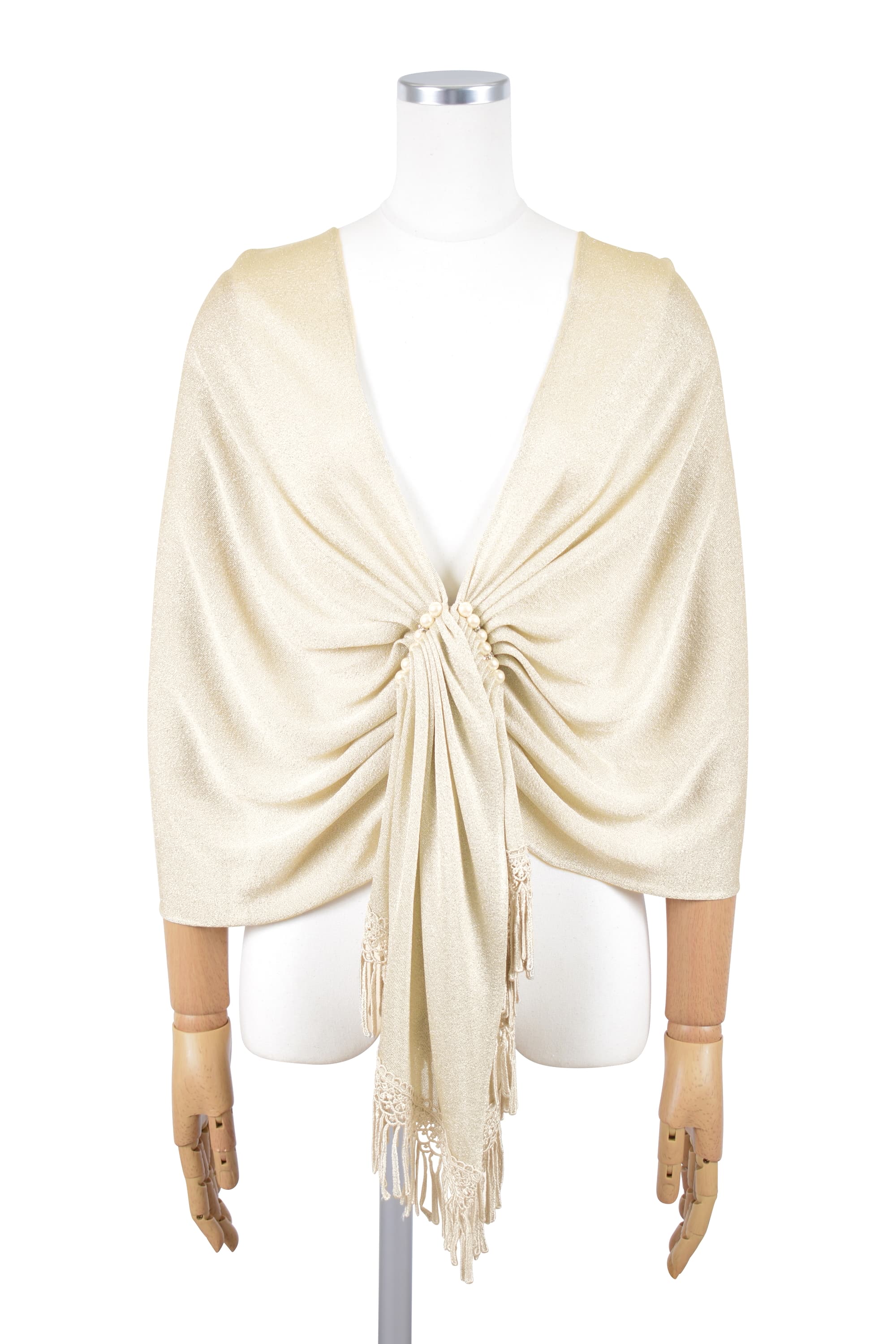 シアーラメ&times;パール留め具シャンパンショール