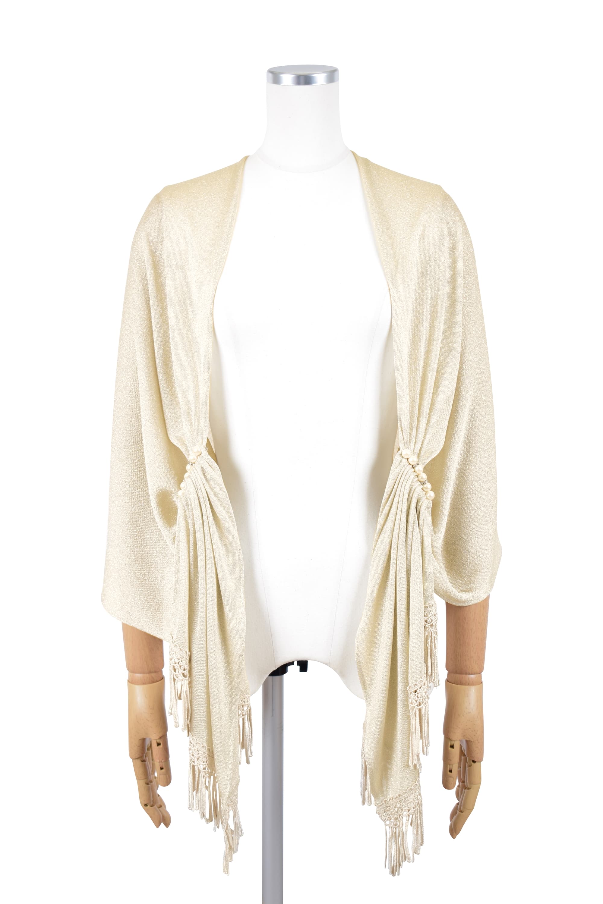 シアーラメ&times;パール留め具シャンパンショール