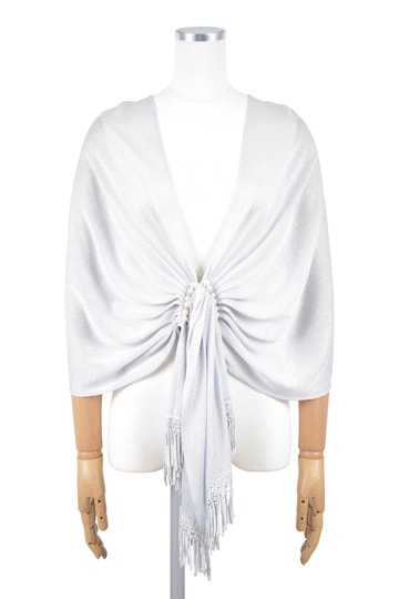 シアーラメ&times;パール留め具シルバーショール