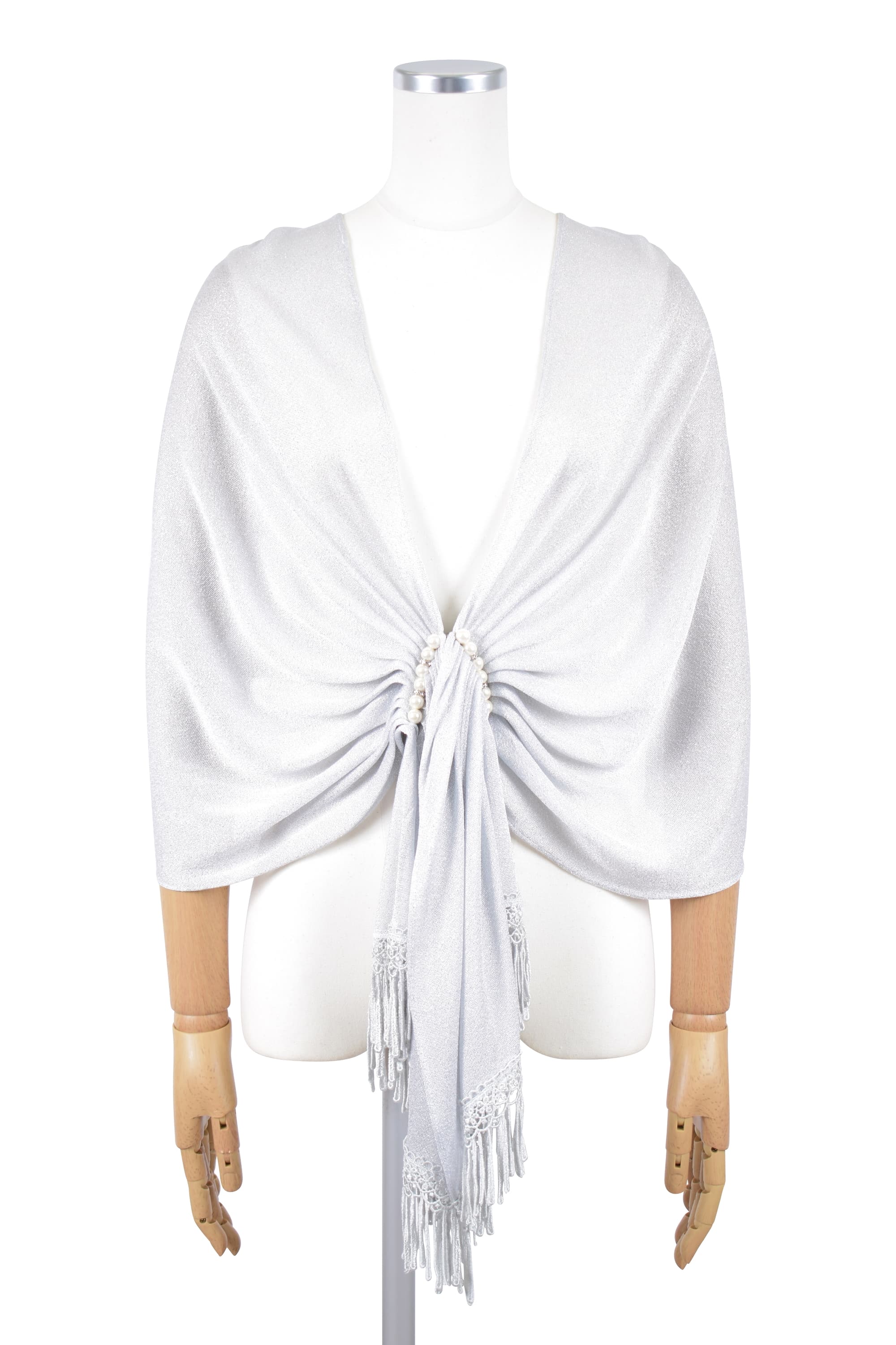 シアーラメ&times;パール留め具シルバーショール