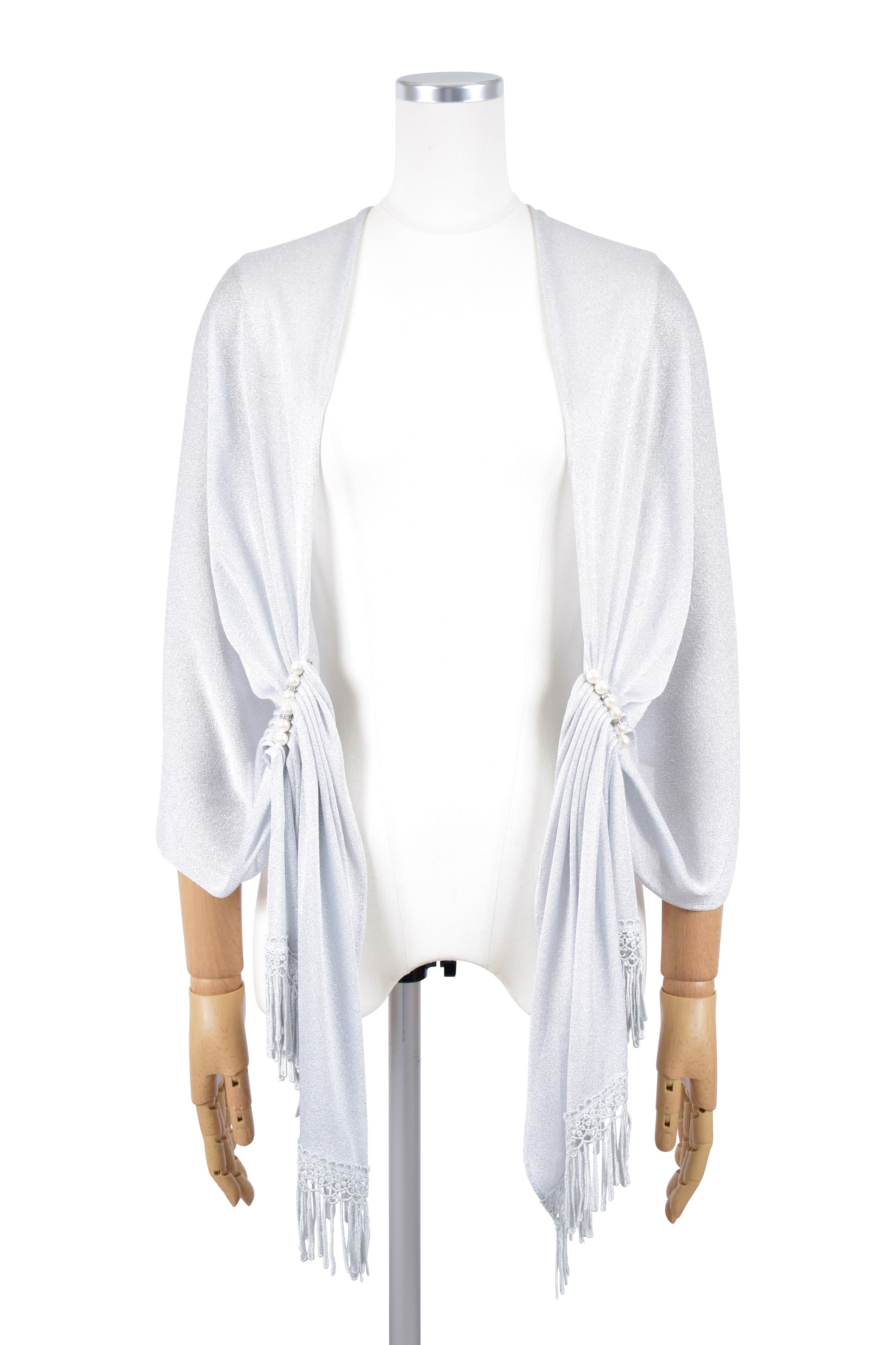 シアーラメ&times;パール留め具シルバーショール