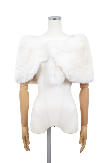 ループ付きフェイクファーオフホワイトショール