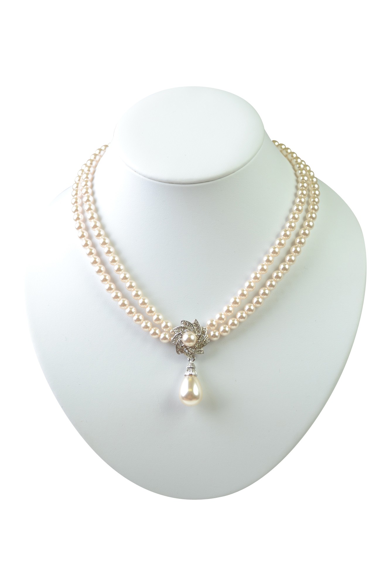 ティアドロップクリスタルパールネックレス