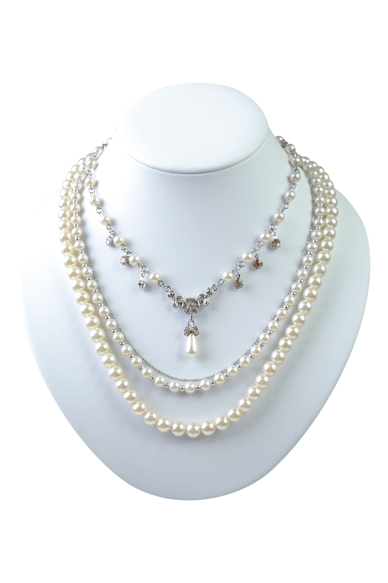 4連ティアドロップパールネックレス