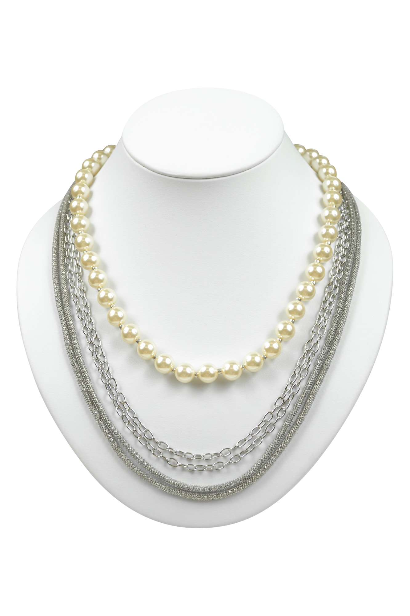 シルバーチェーンパールネックレス