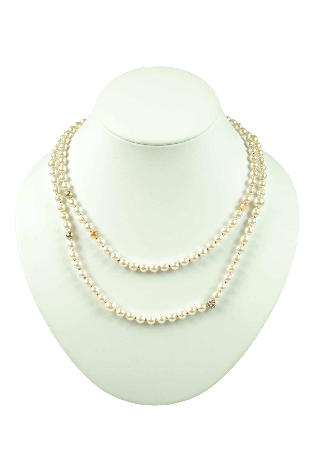 パールクリスタル2連ネックレス