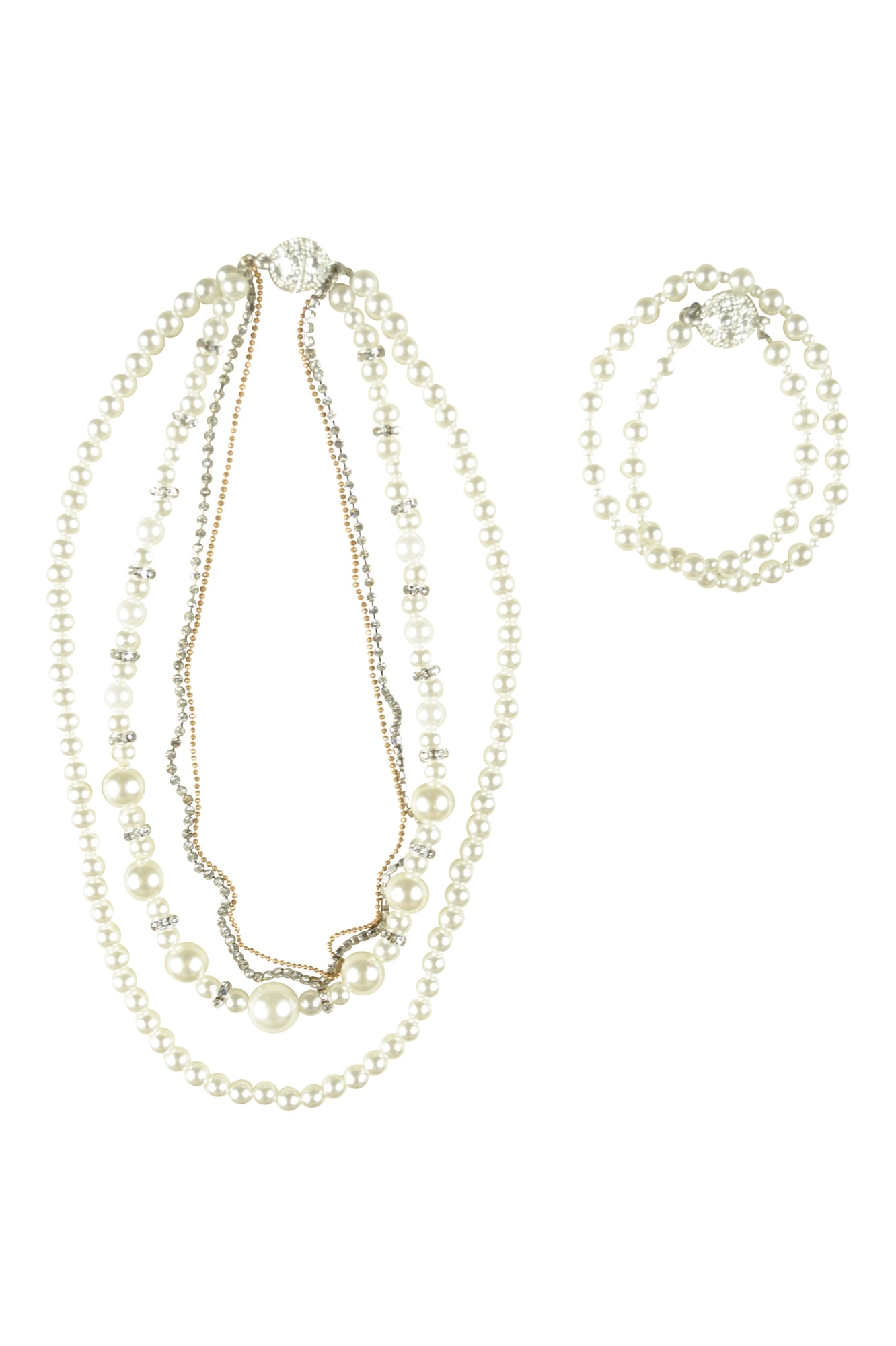 2wayマグネットクリスタルパールネックレス