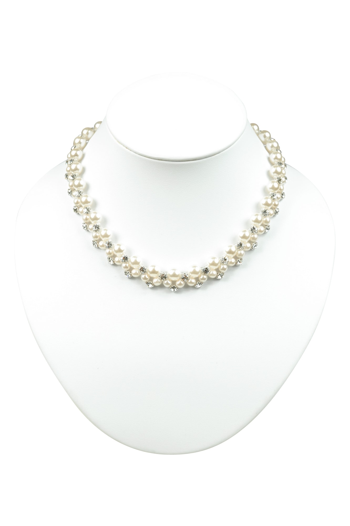 華やか一連パールクリスタルネックレス
