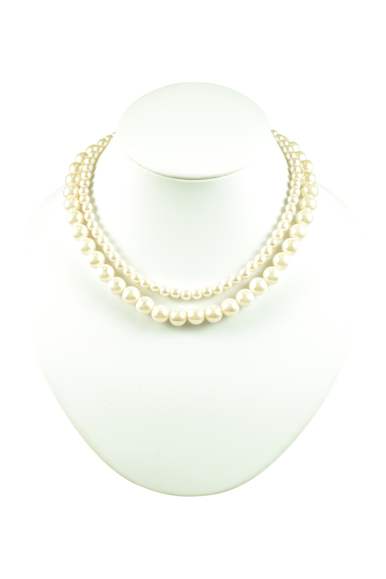 サイズ違い2連パールネックレス