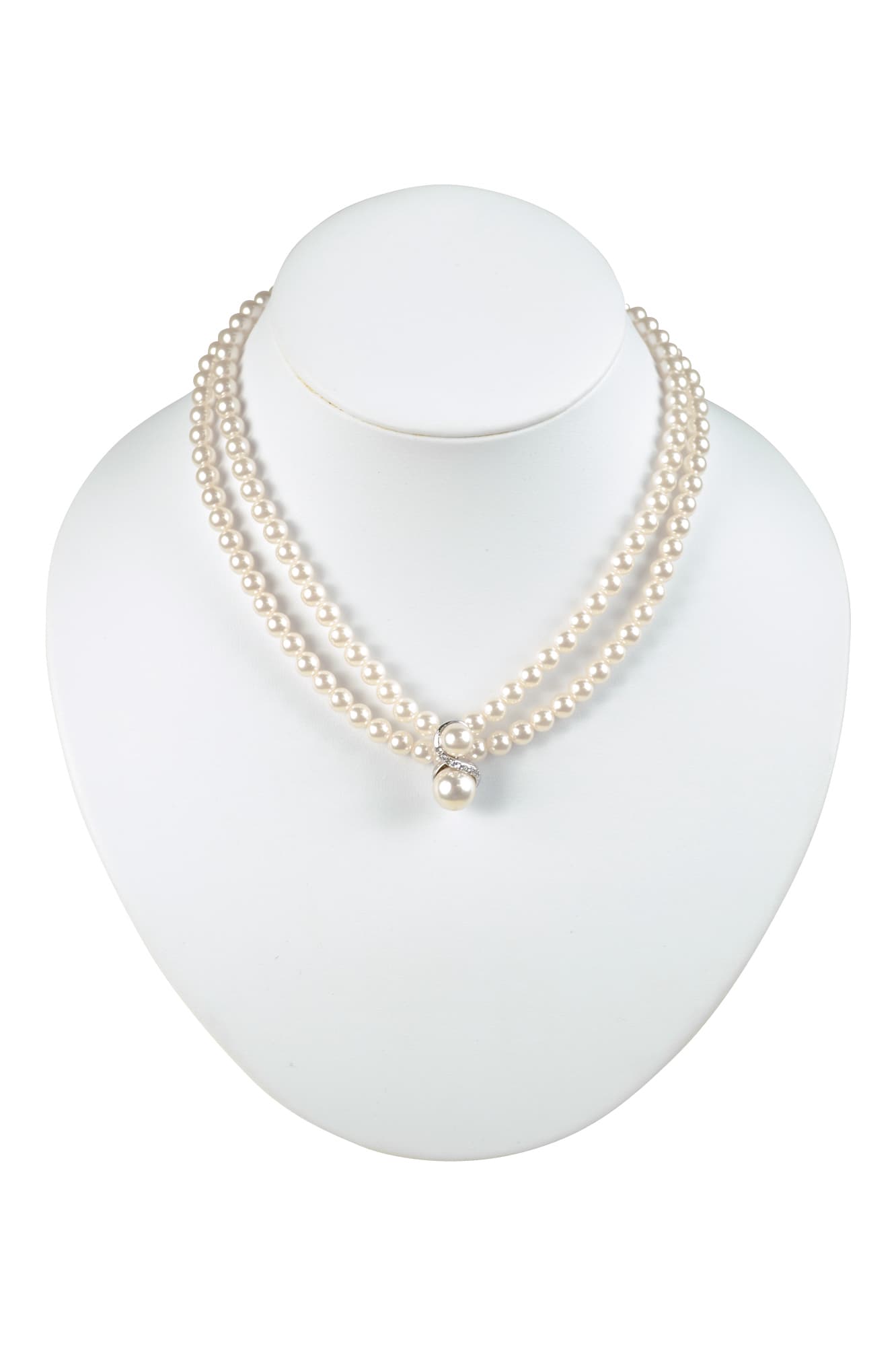 S字クリスタルパールネックレス