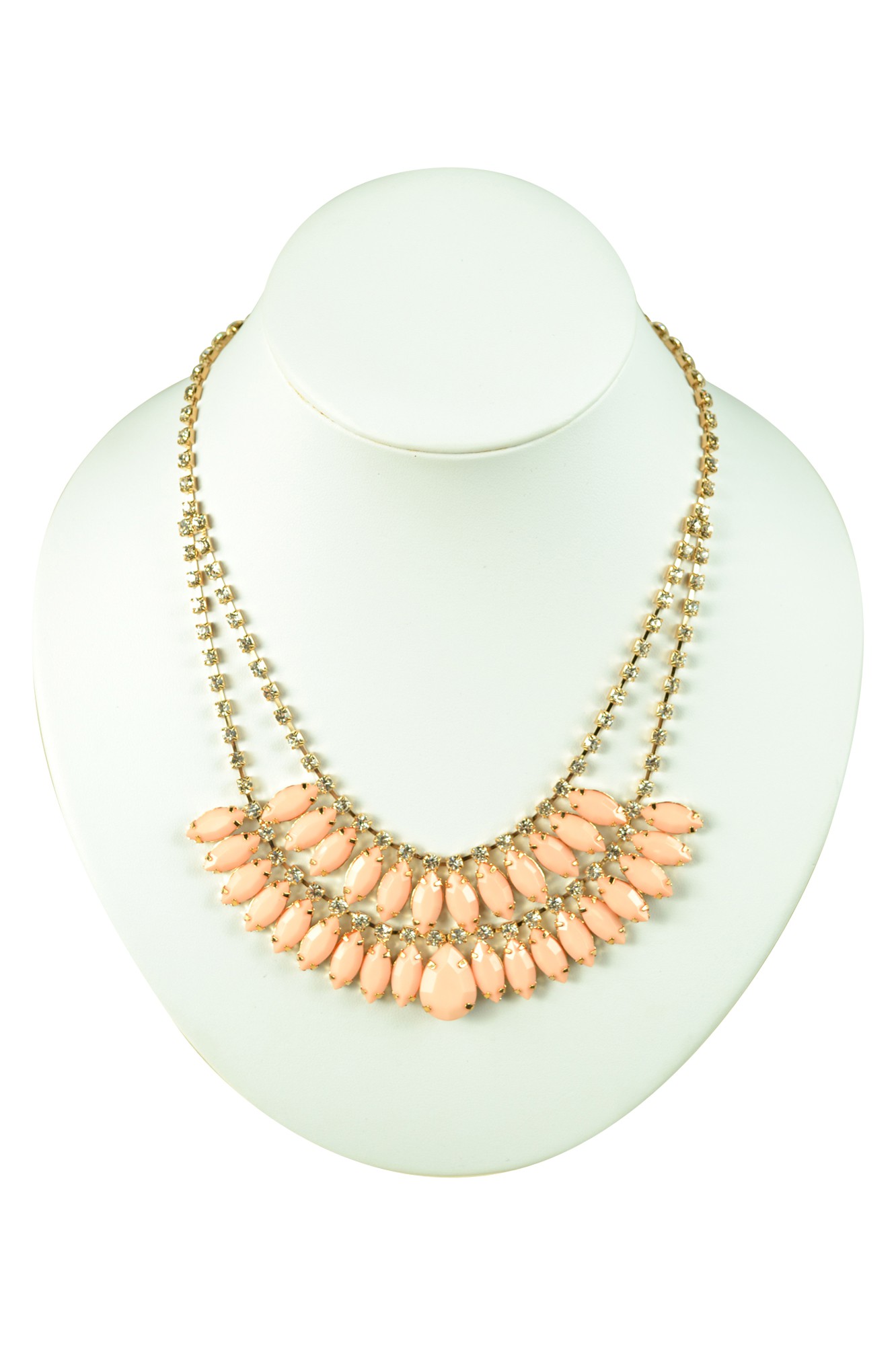 ベージュオレンジビジュネックレス