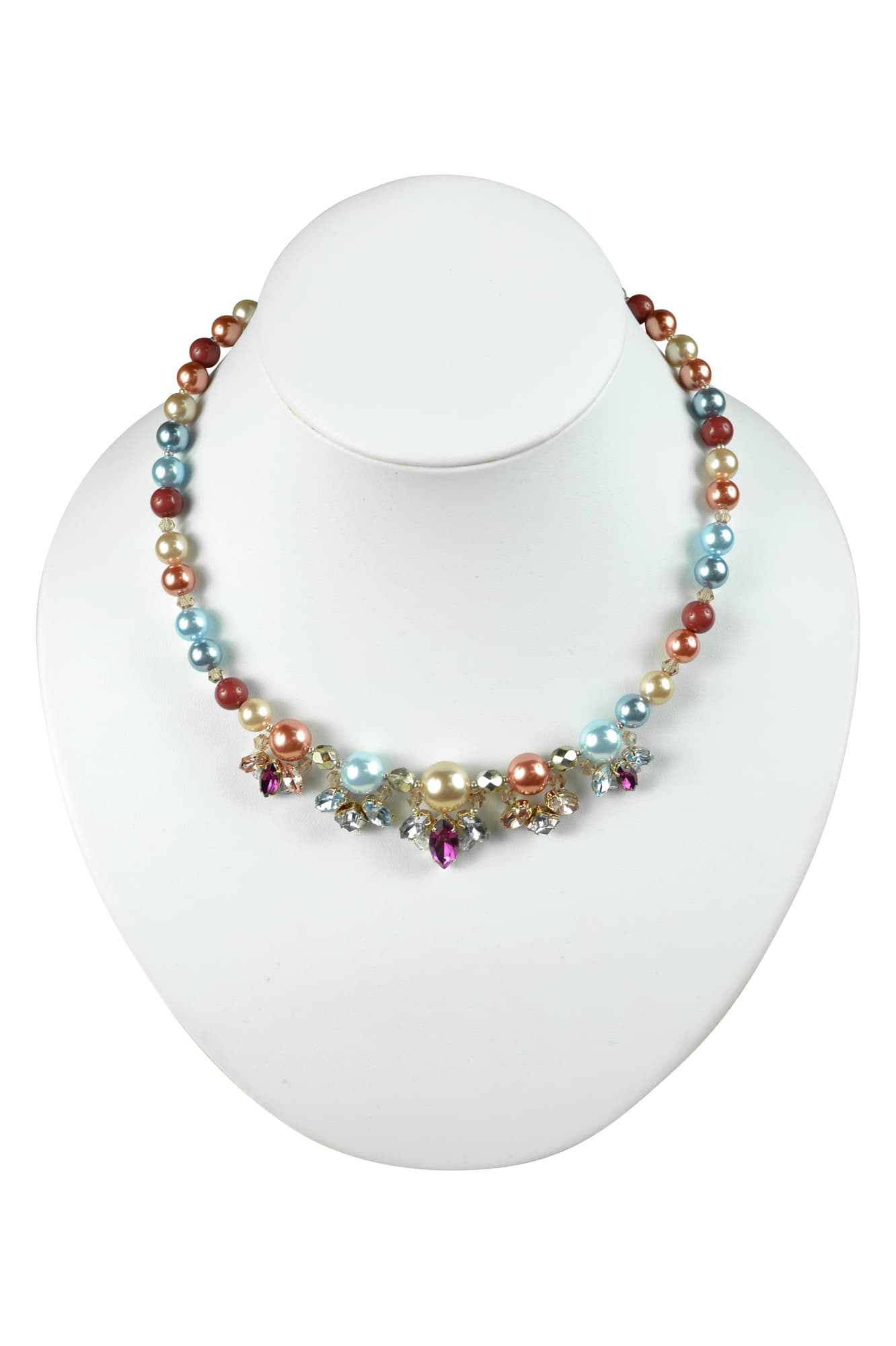 カラフルパール&ビジュネックレス