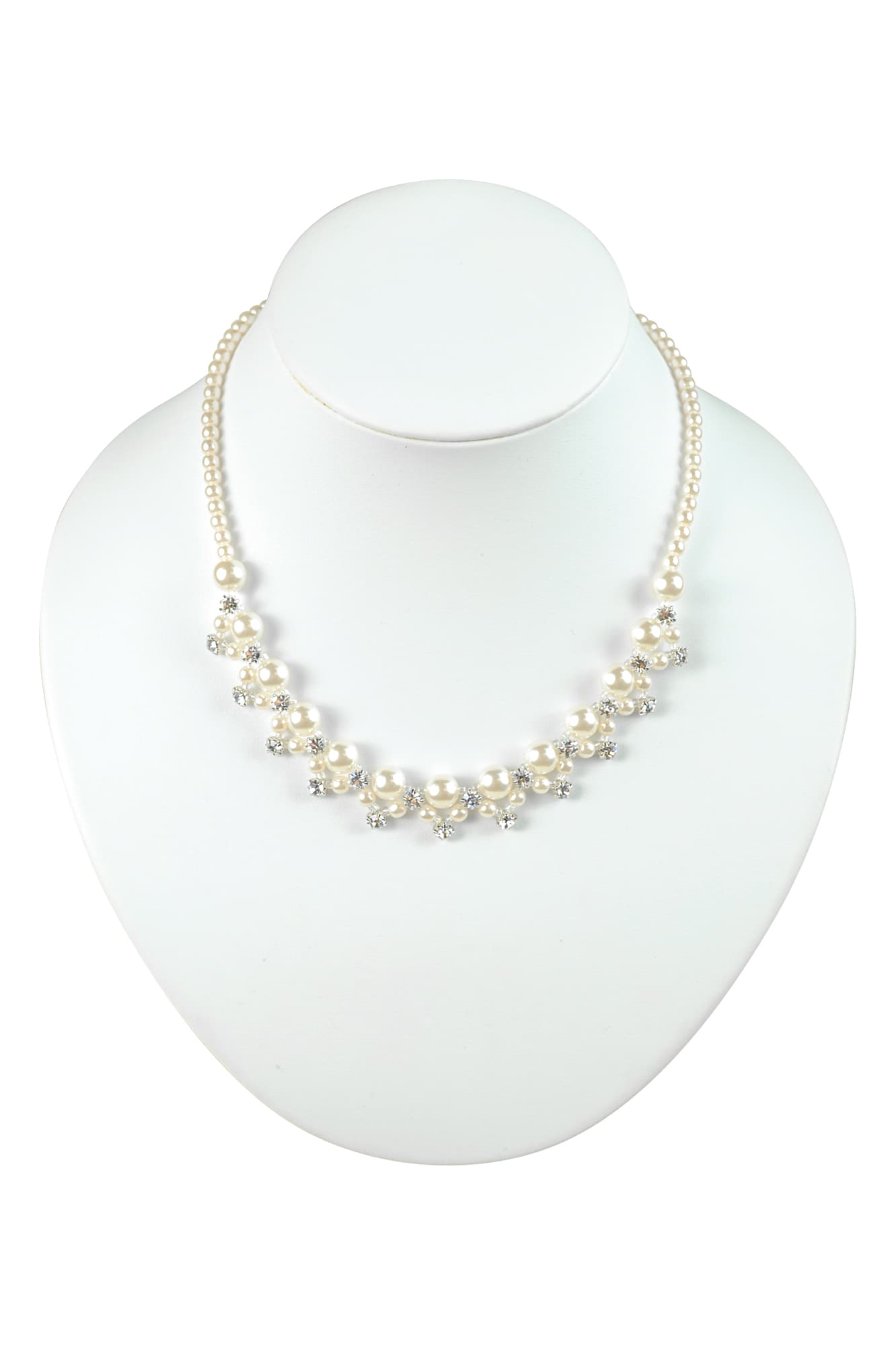 華奢パール&クリスタルネックレス