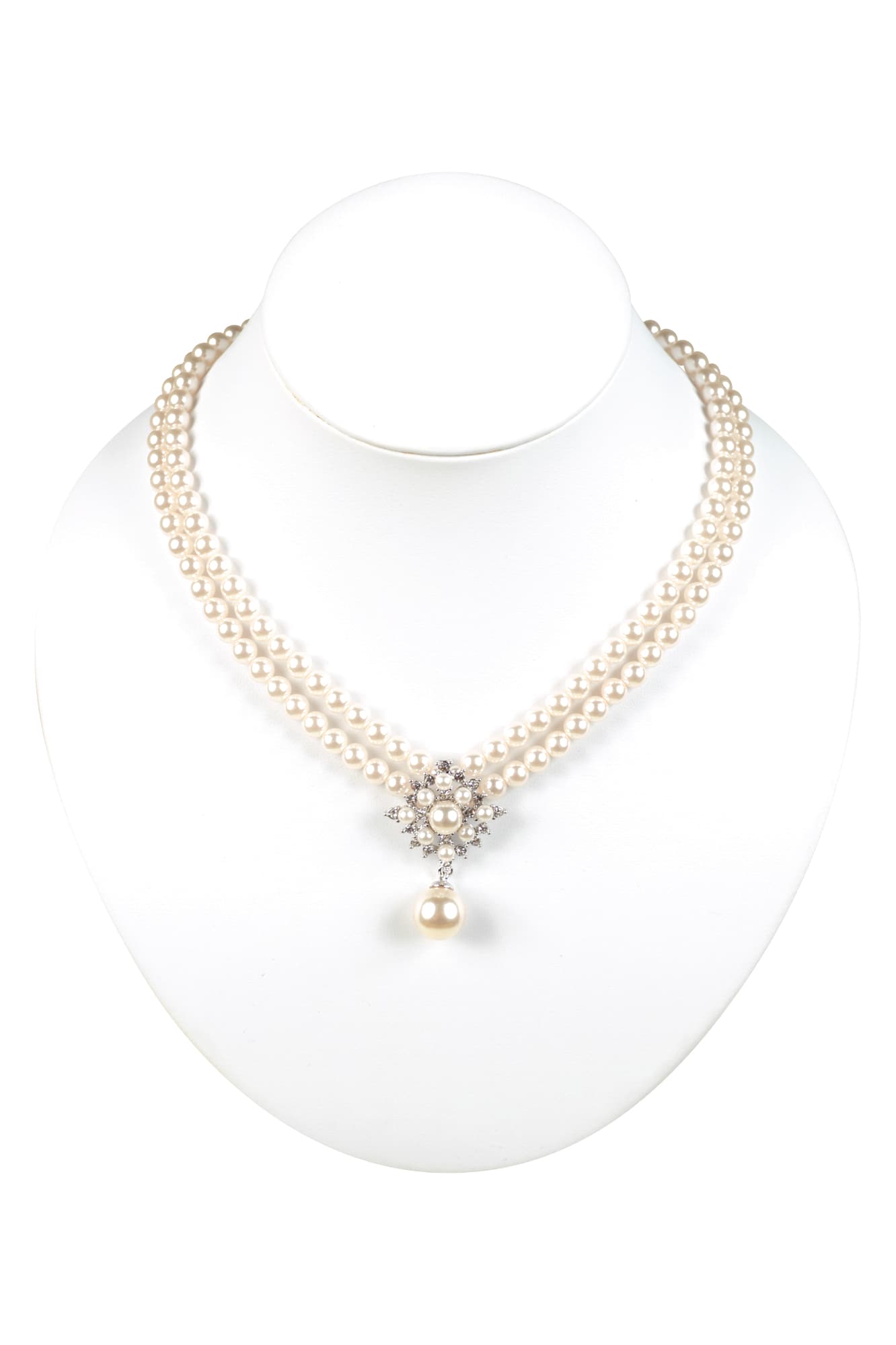 エレガント2連パールネックレス