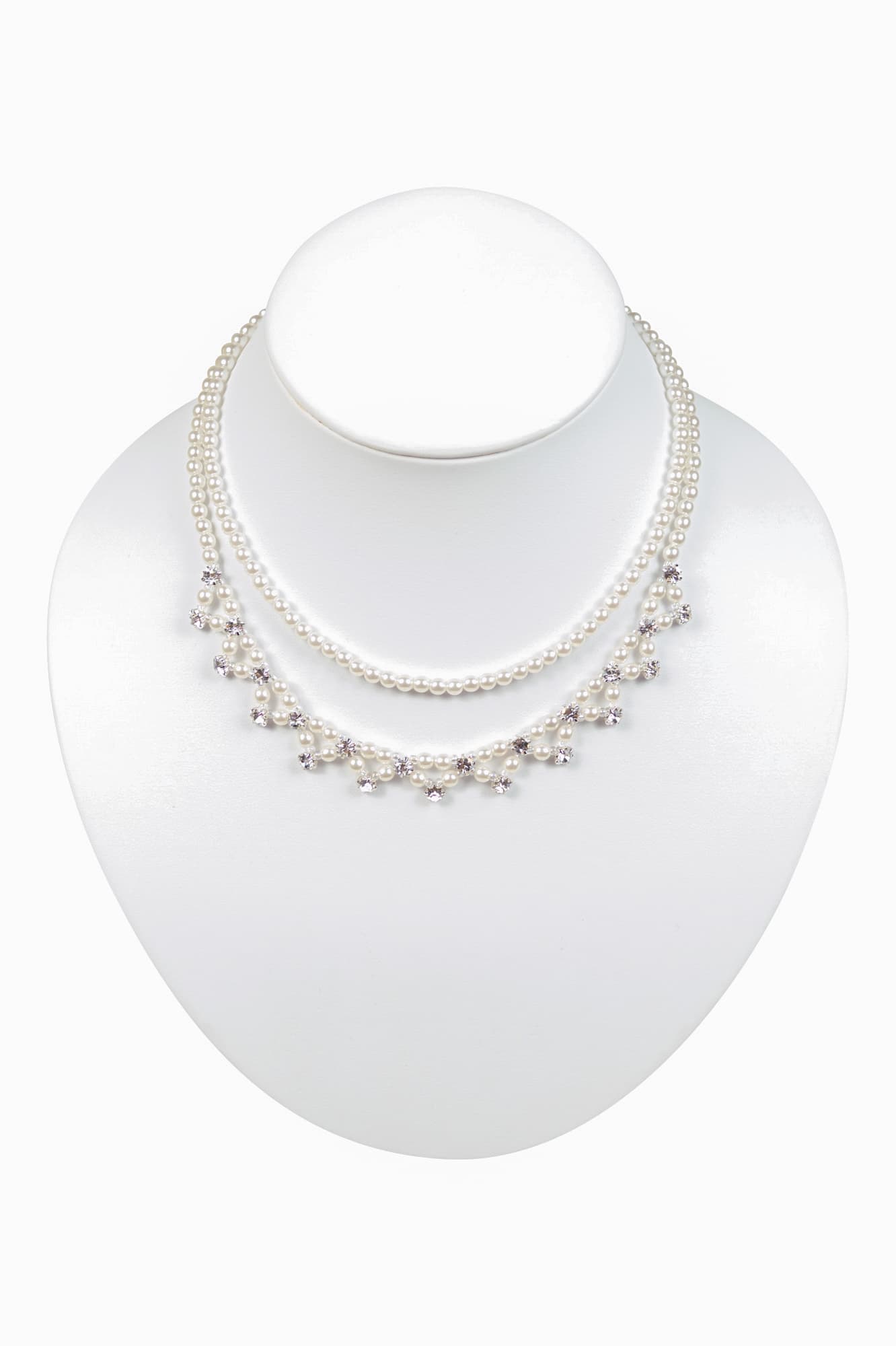 パールビーズ×クリスタルネックレス